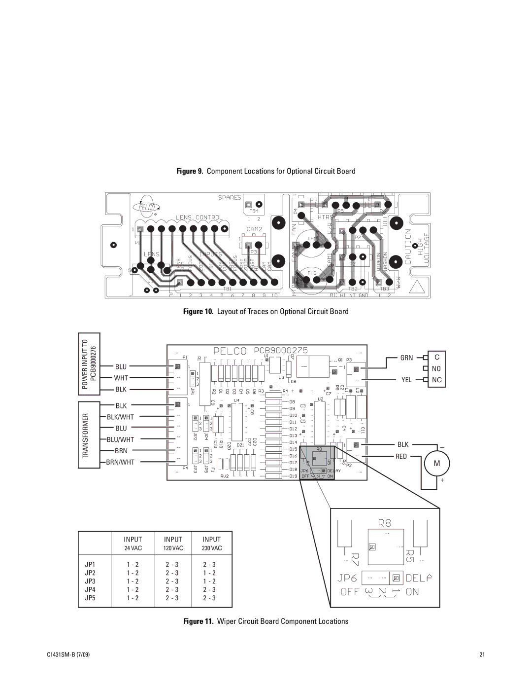 Pelco X1431SM-B (7/09) manual Component Locations for Optional Circuit Board 