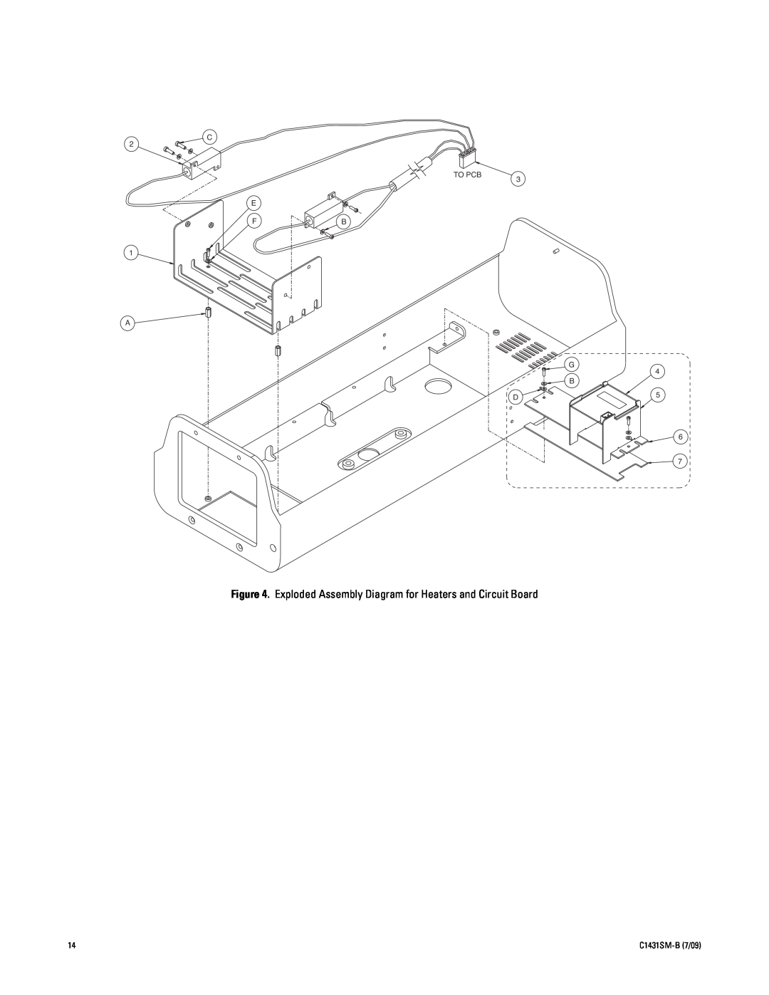 Pelco X1431SM-B (7/09) manual C 2 TO PCB E FB 1 A, 3 G 4 B, C1431SM-B7/09 