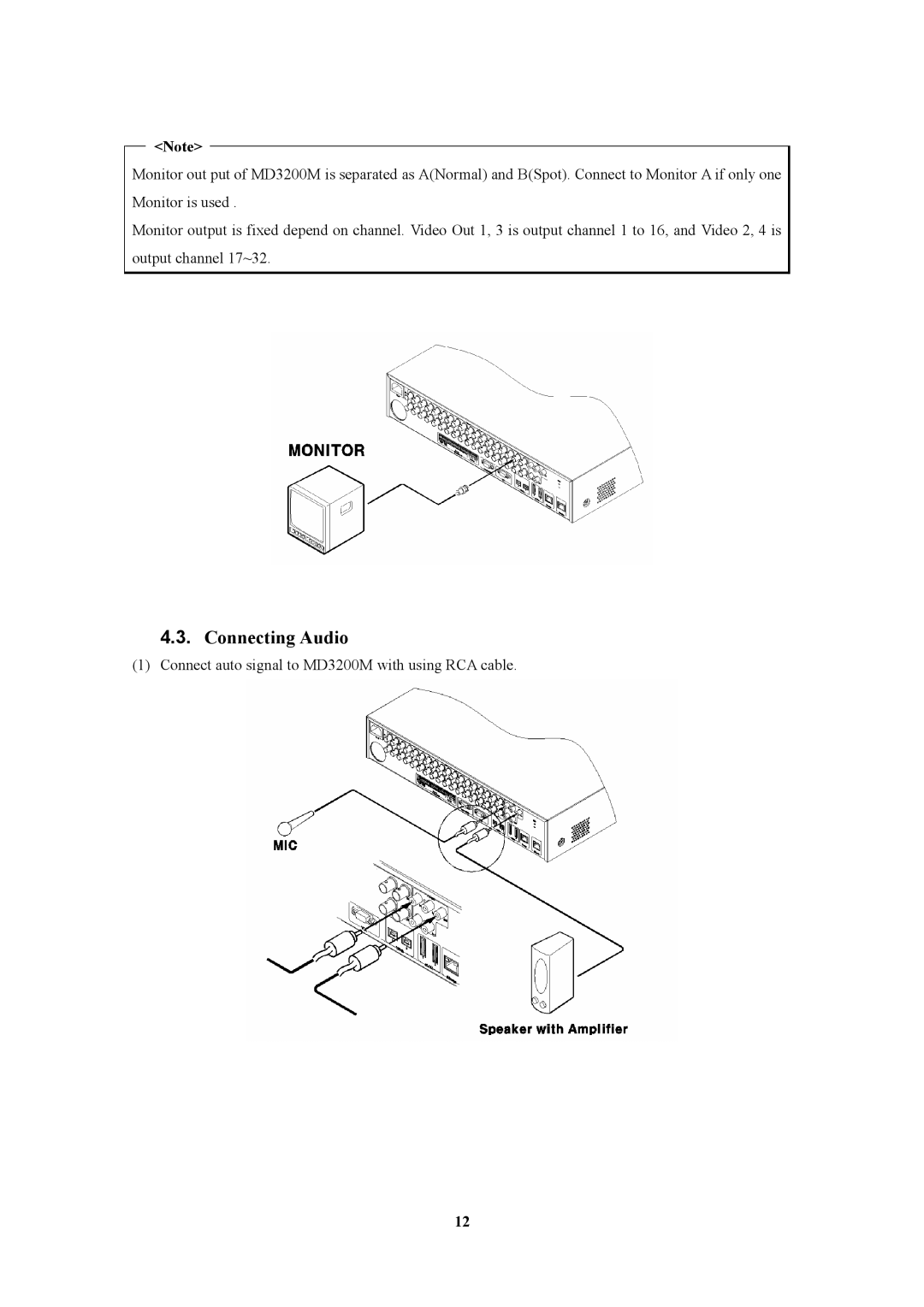 Pelican MD3200M manual Connecting Audio 