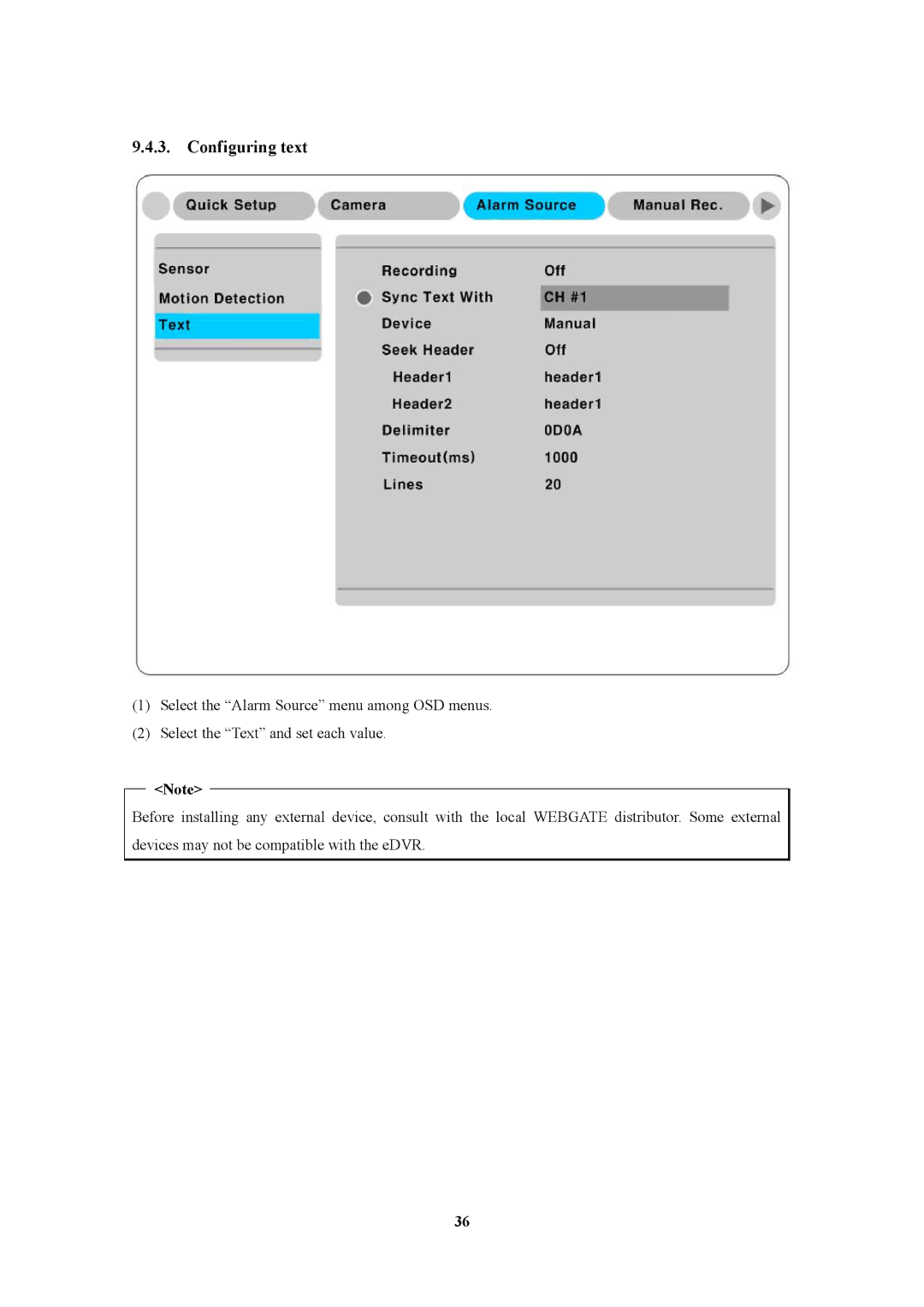 Pelican MD3200M manual Configuring text 