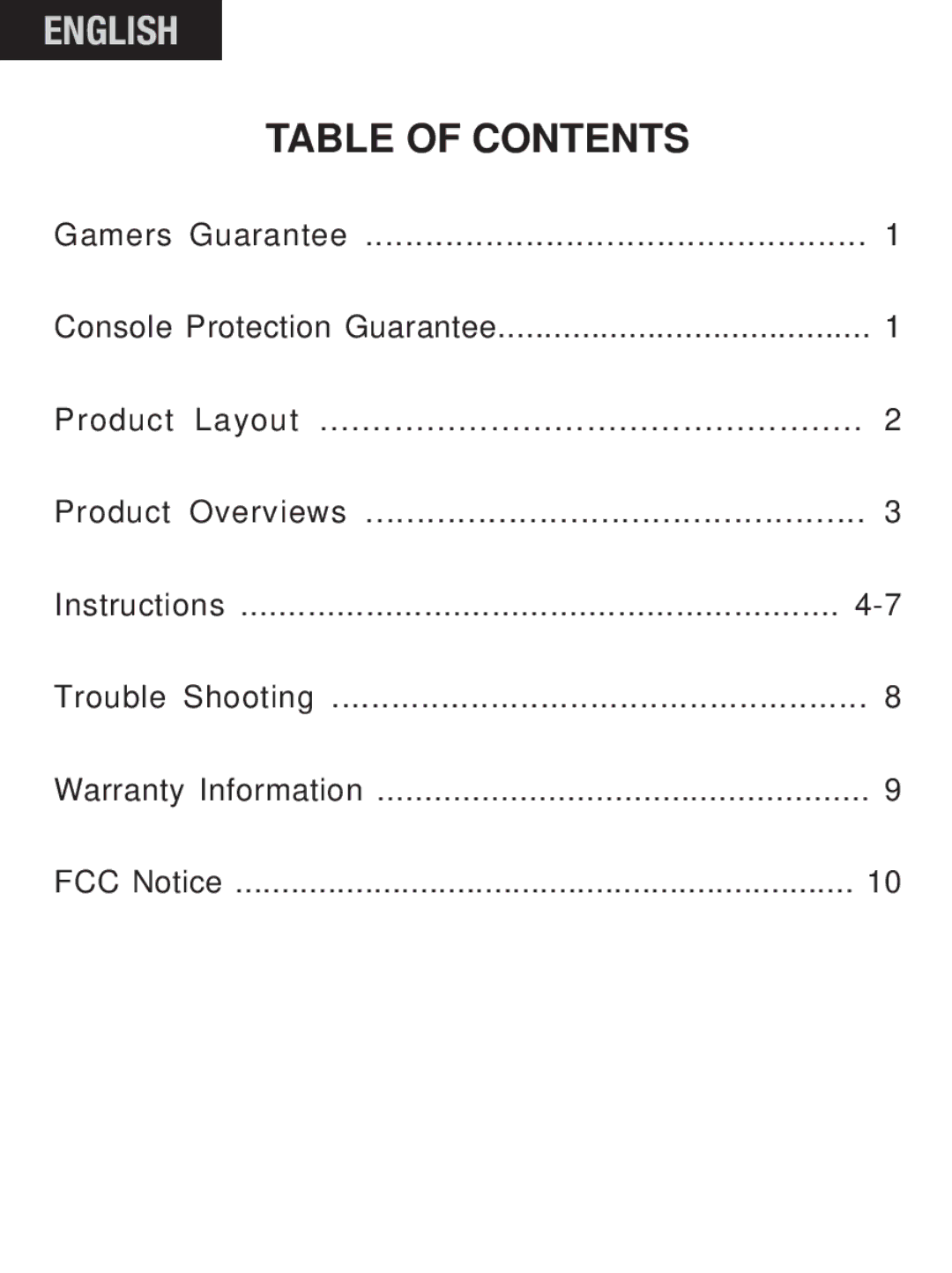 Pelican PL-2006 manual Table of Contents 