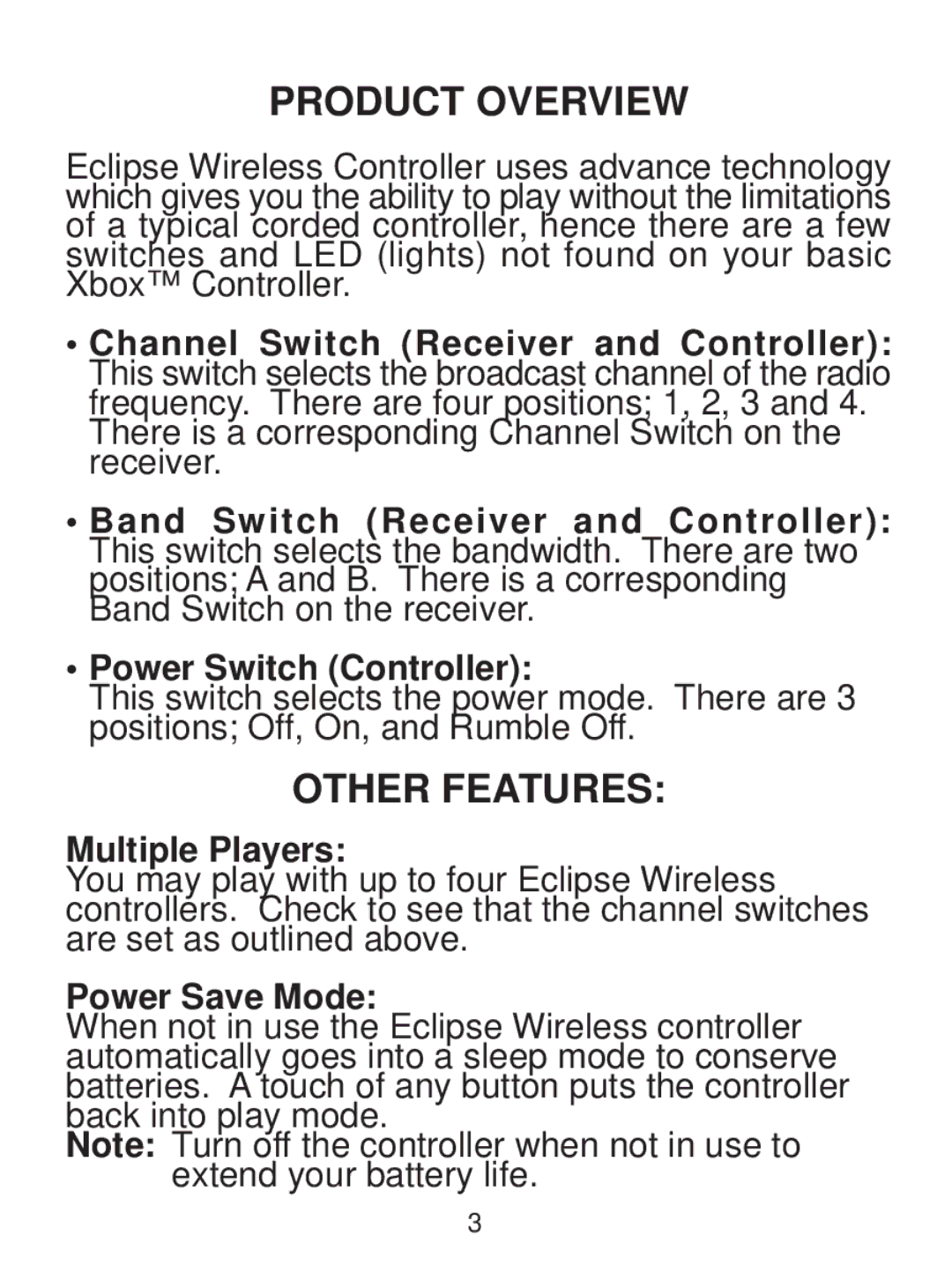 Pelican PL-2006 manual Product Overview, Other Features, Multiple Players, Power Save Mode 