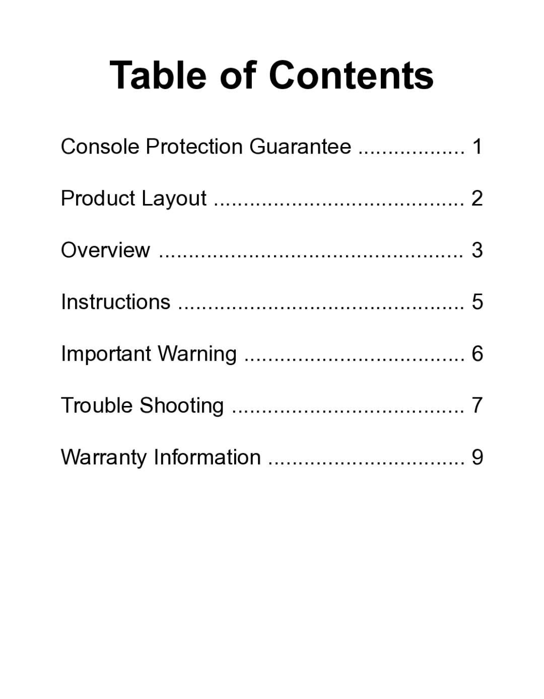 Pelican PL-678 manual Table of Contents 