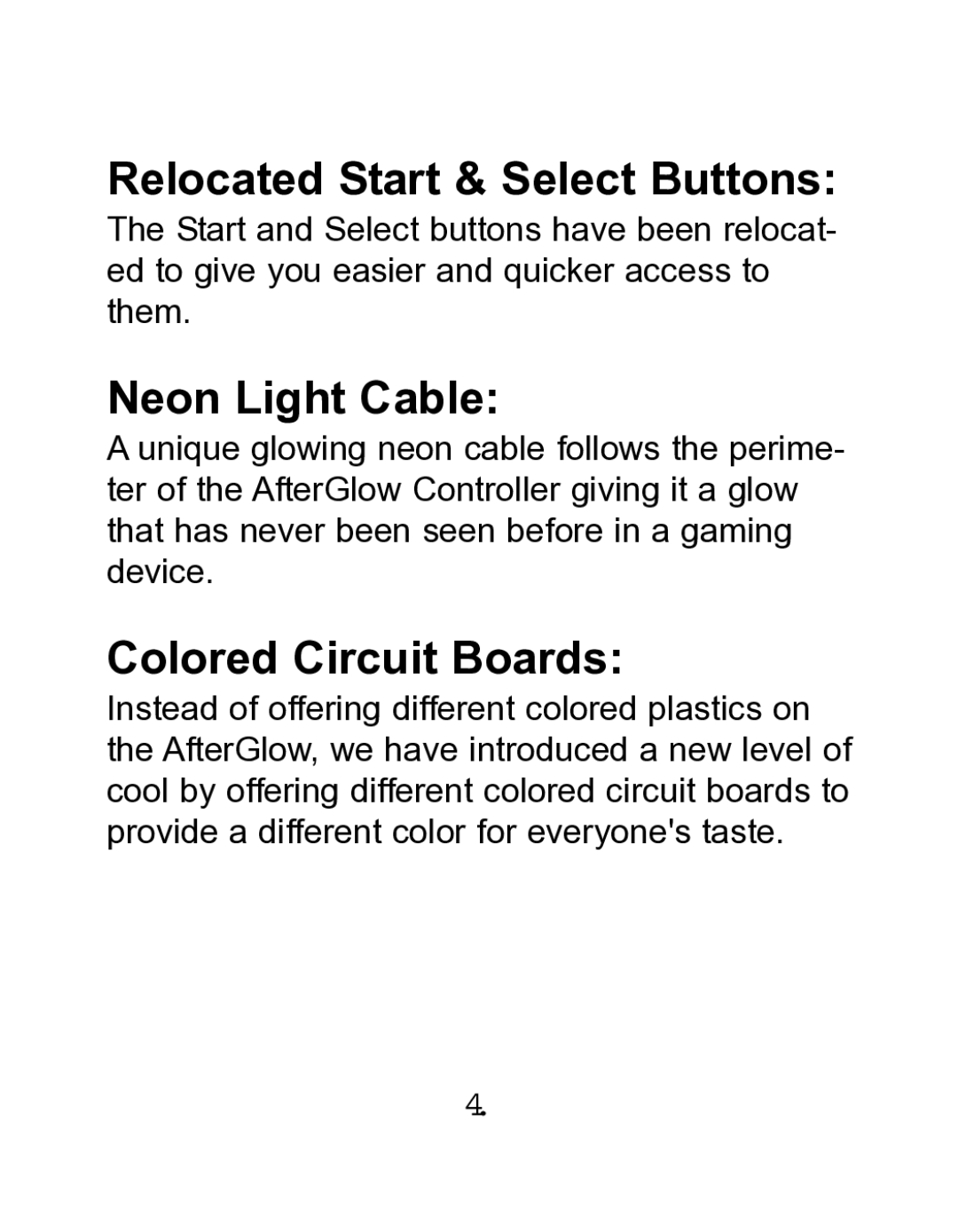 Pelican PL-678 manual Relocated Start & Select Buttons, Neon Light Cable, Colored Circuit Boards 