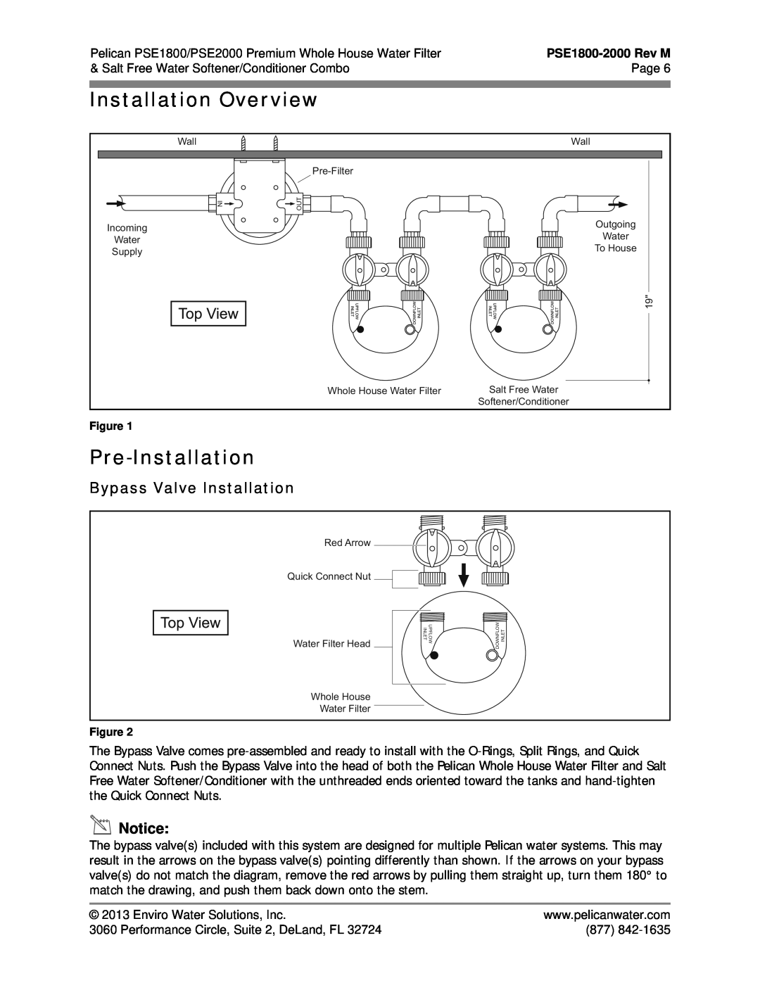 Pelican PSE2000 owner manual Installation Overview, Pre-Installation, Bypass Valve Installation, PSE1800-2000Rev M 