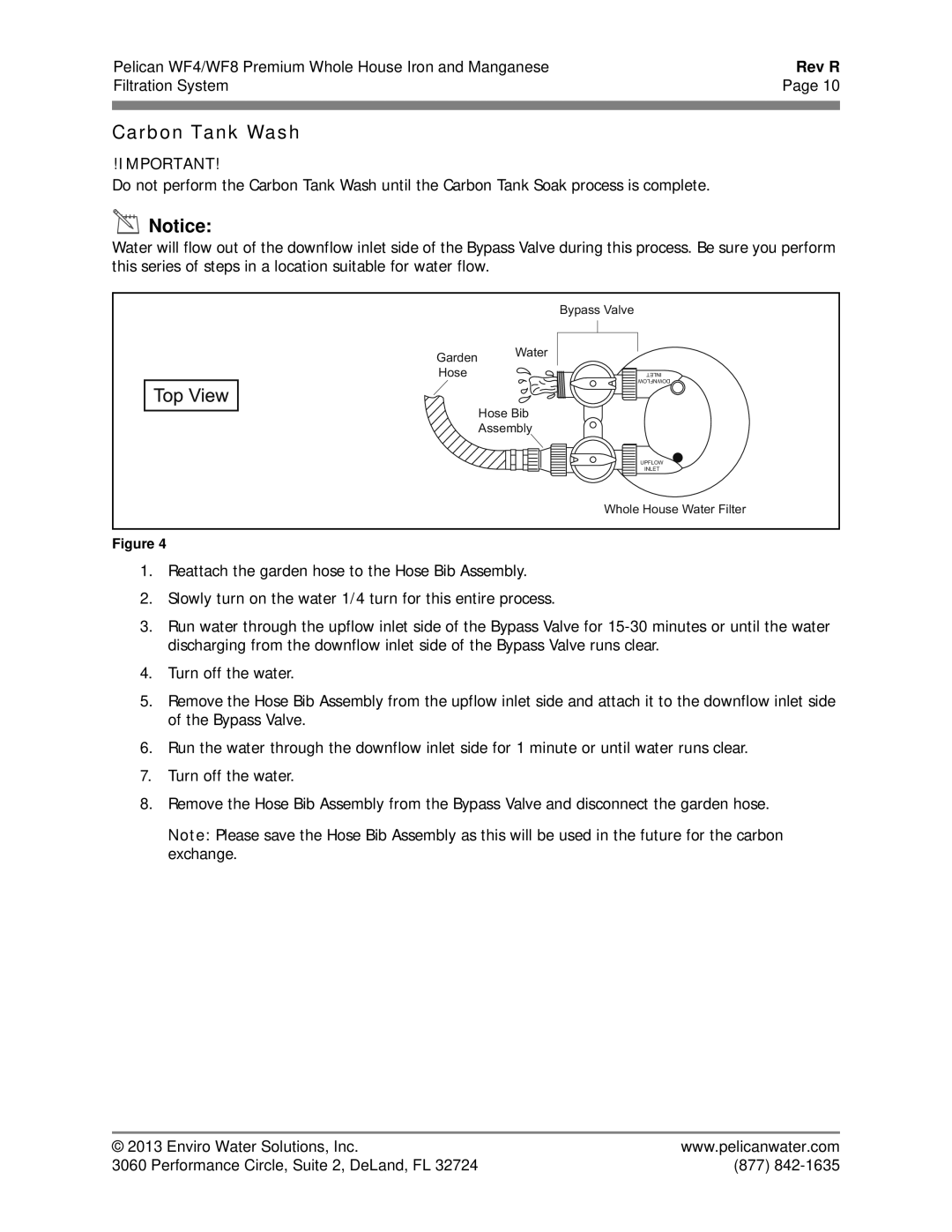 Pelican WF4 owner manual Carbon Tank Wash 