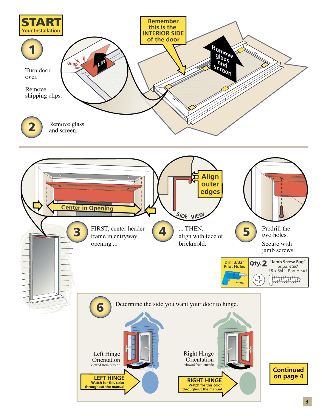 Pella 35123 installation manual Start 