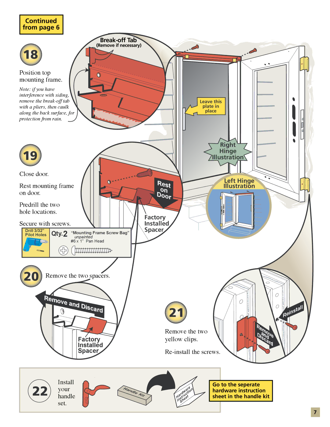 Pella 35123 installation manual Close door 