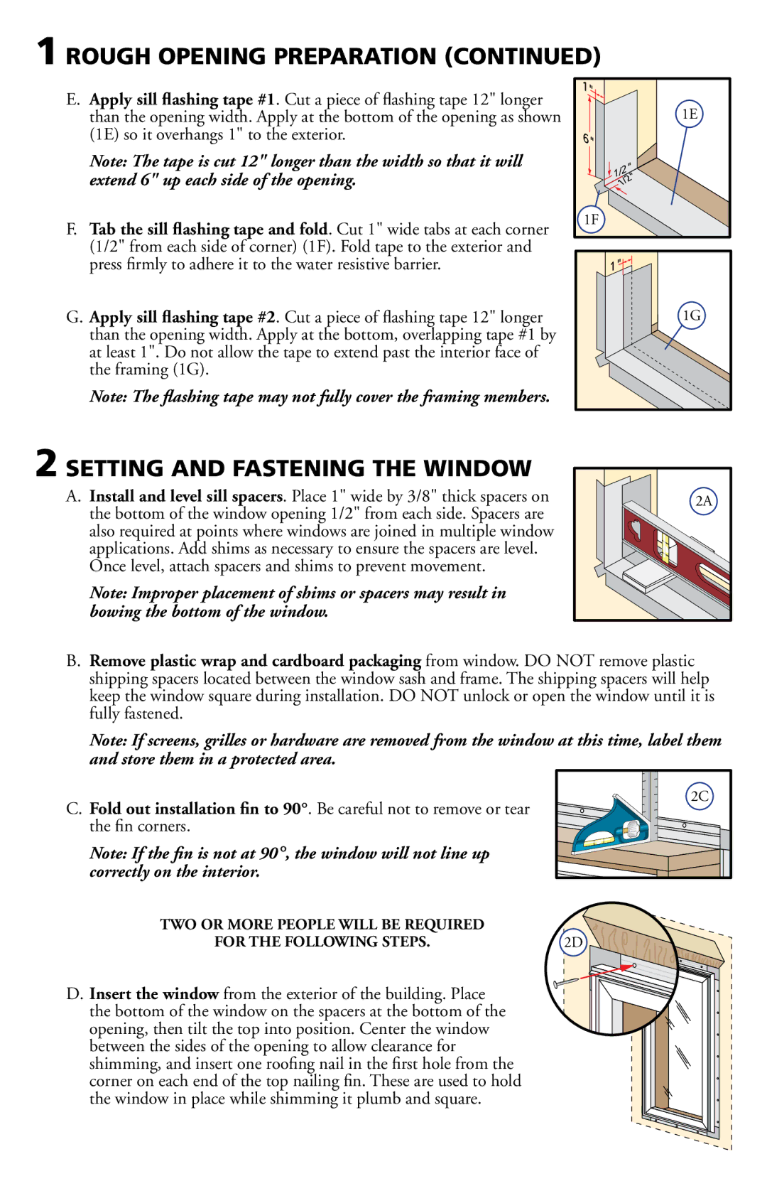 Pella 801P0101 Setting and Fastening the Window, % So It Overhangsa TostheExterior, THEHlN CORNERS 