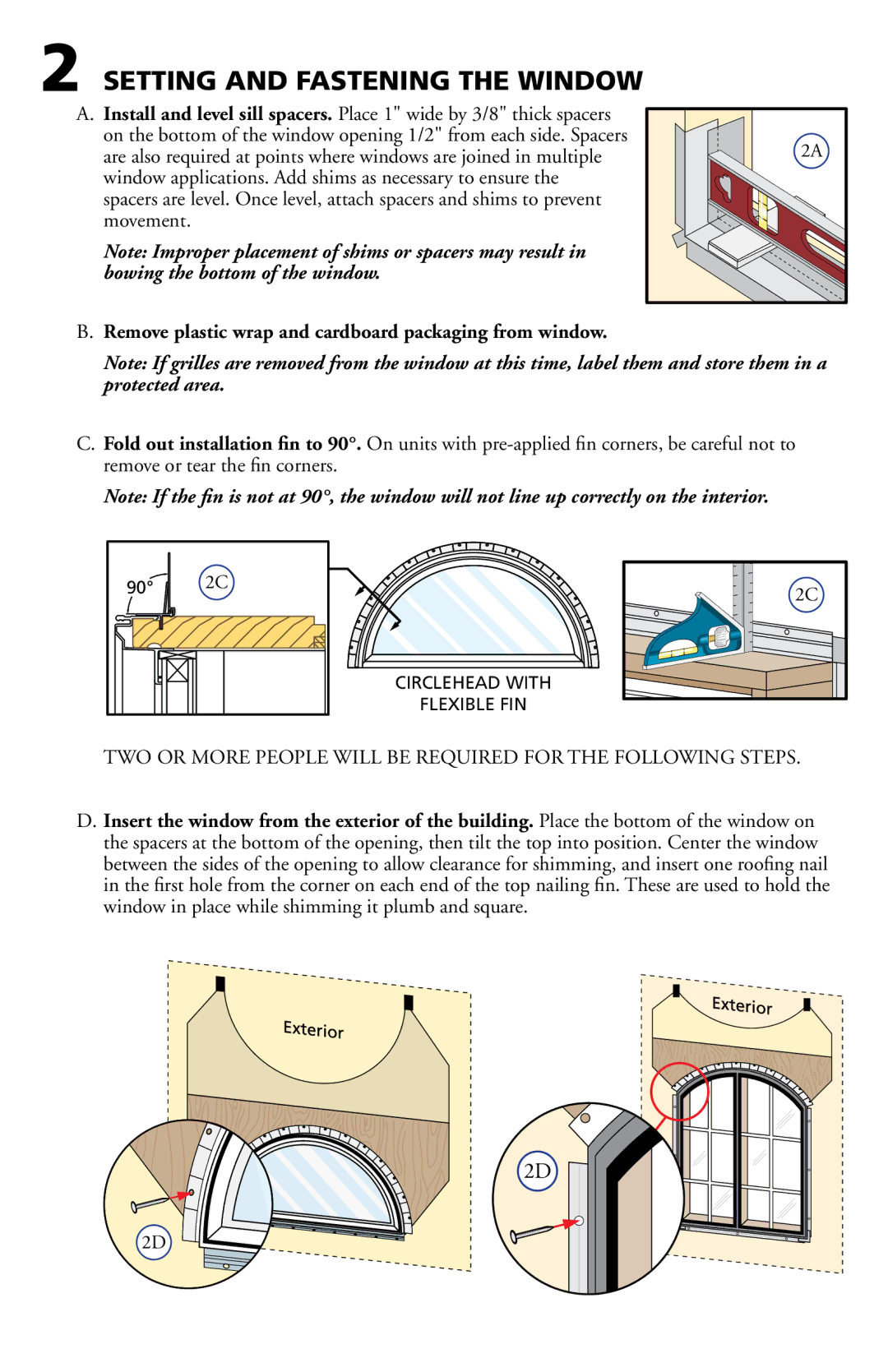 Pella 801U0102 Setting and Fastening the Window, Remove plastic wrap and cardboard packaging from window 