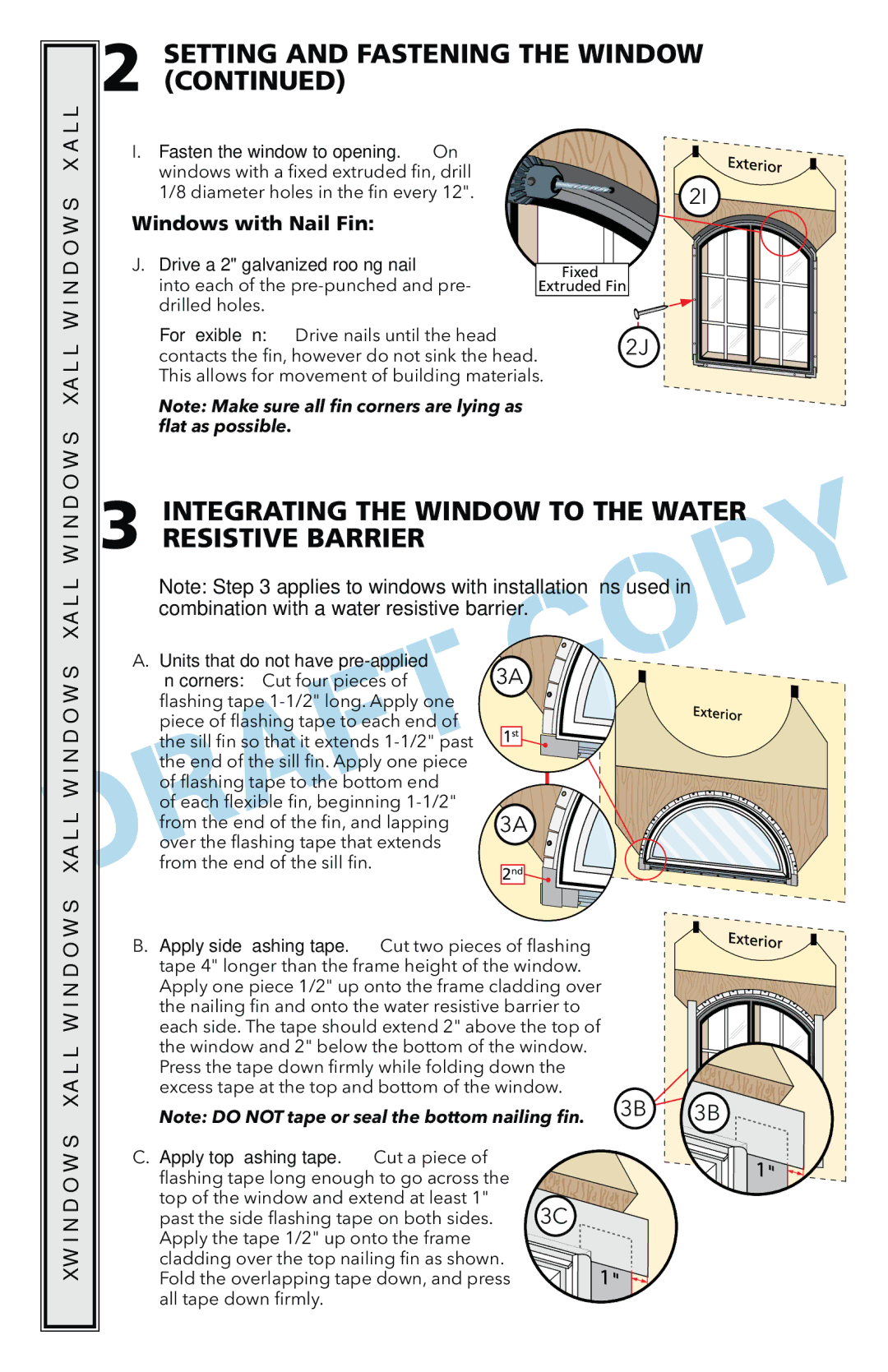 Pella 801U0103 Integrating the Window to the Water Resistive Barrier, 3AÎ, Fasten the window to opening. On 