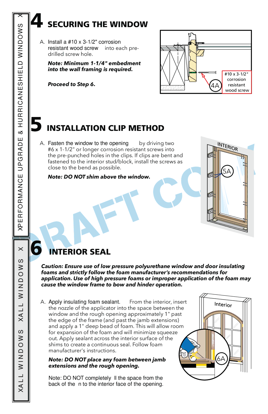 Pella 801U0103 installation instructions Securing the Window, Installation Clip Method, Interior Seal 