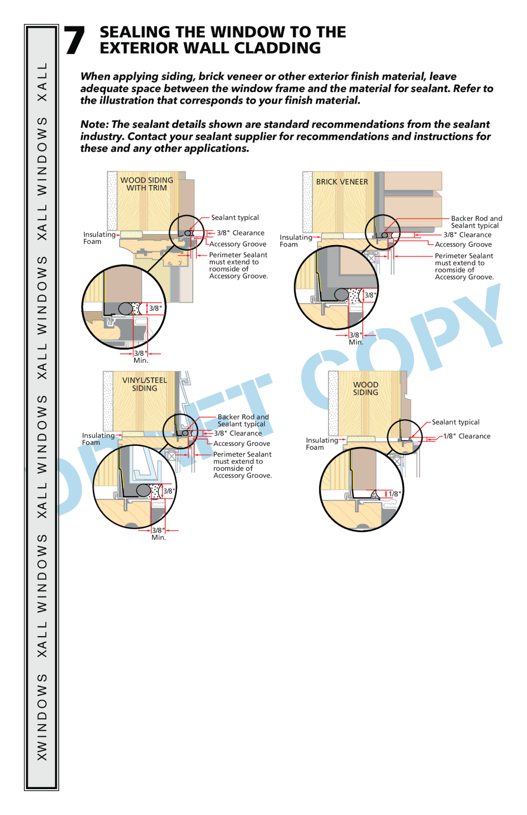 Pella 801U0103 installation instructions Sealing the Window to the Exterior Wall Cladding, 53 