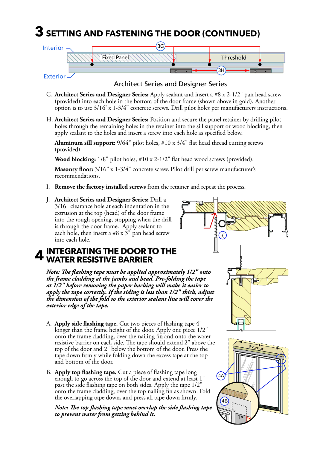 Pella 801W0103 installation instructions Architect Series and Designer Series Drill a 