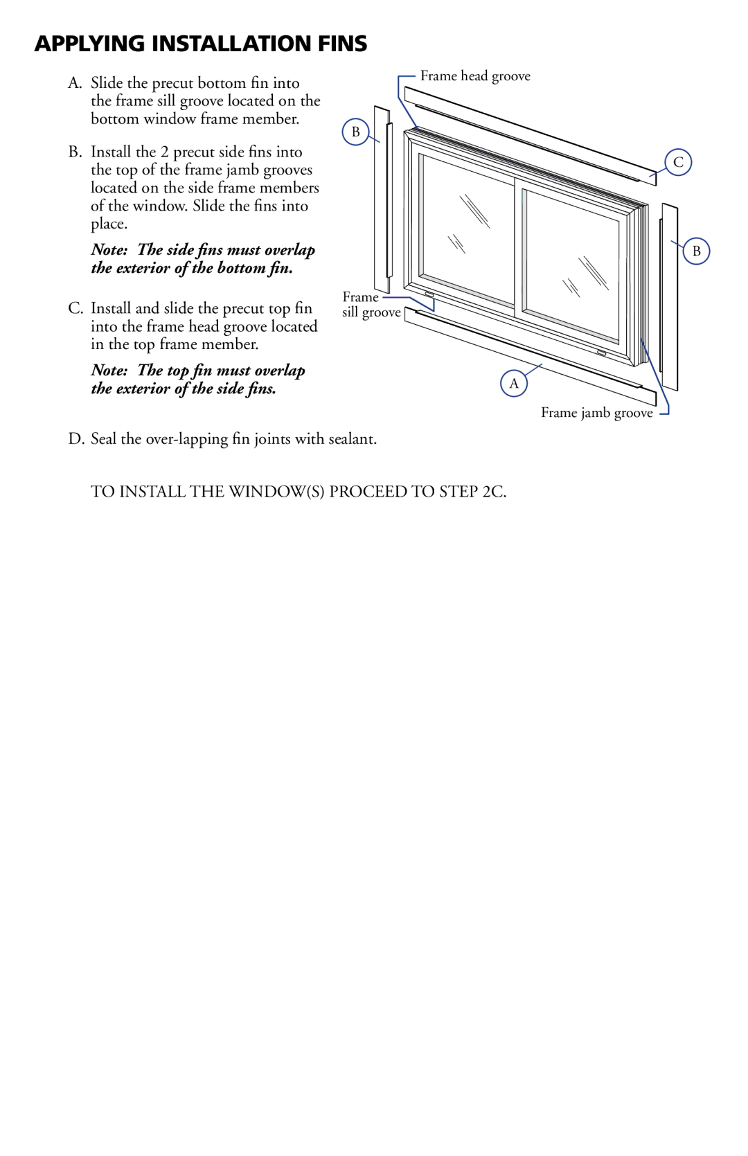 Pella 802Q0101 installation instructions Applying Installation Fins, Seal the over-lapping fin joints with sealant 