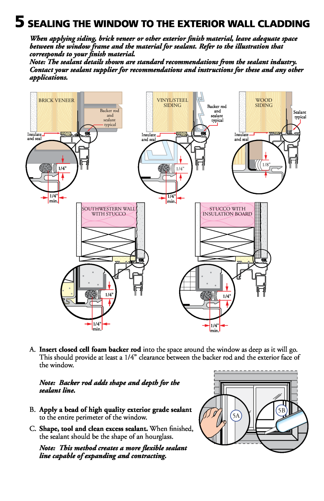 Pella 802Q0101 installation instructions Sealing The Window To The Exterior Wall Cladding 