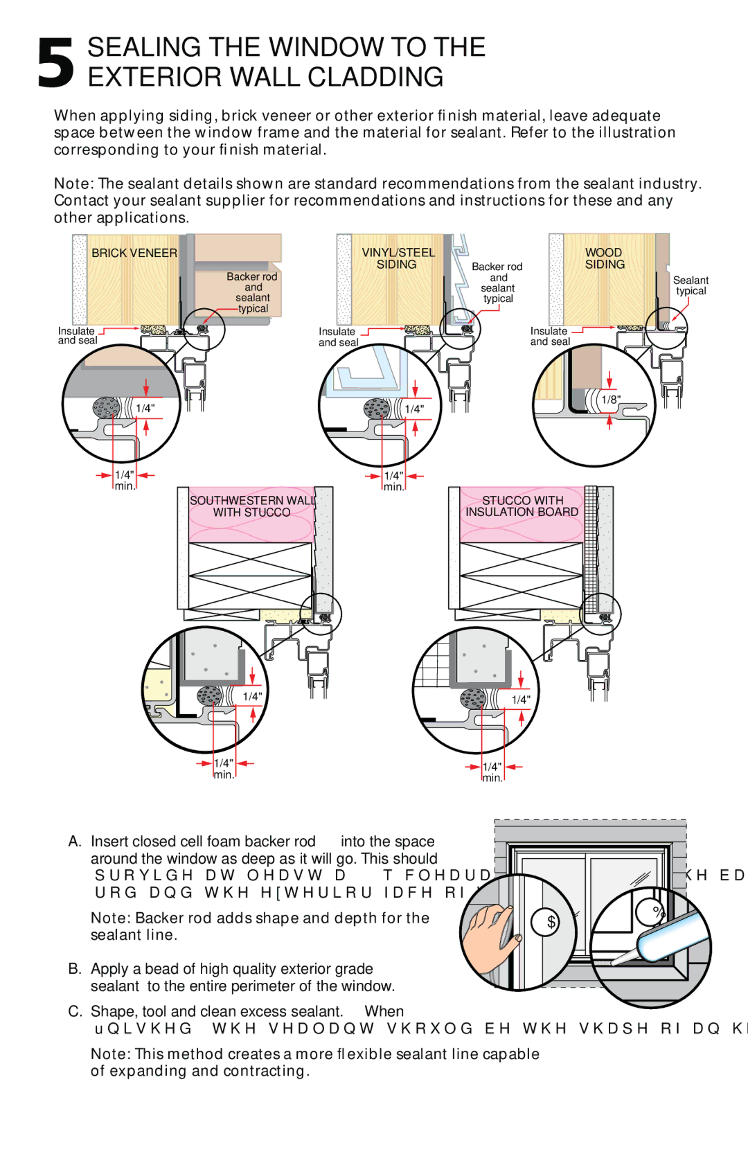 Pella 802Q0102 Sealing the Window to the Exterior Wall Cladding, Shape, tool and clean excess sealant. When, 5A$ 