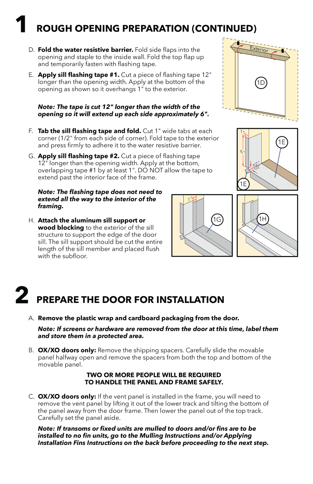 Pella 803V0102 installation instructions Prepare the Door for Installation 