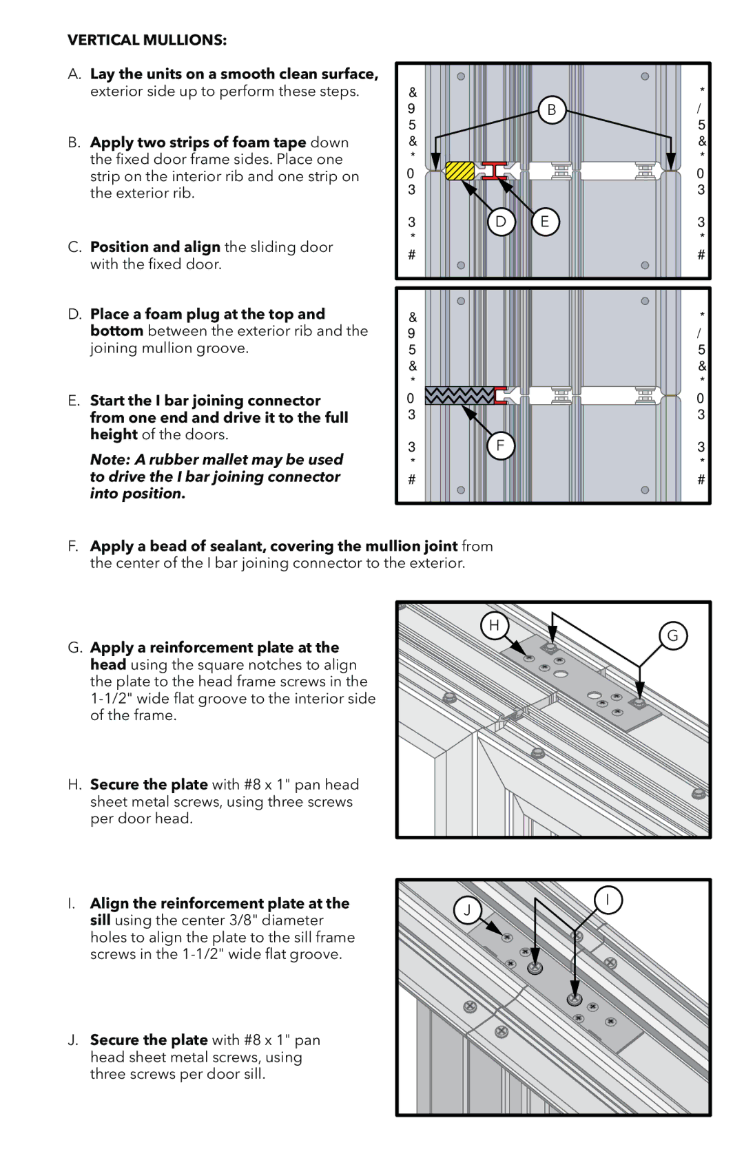 Pella 803V0102 installation instructions Vertical Mullions 