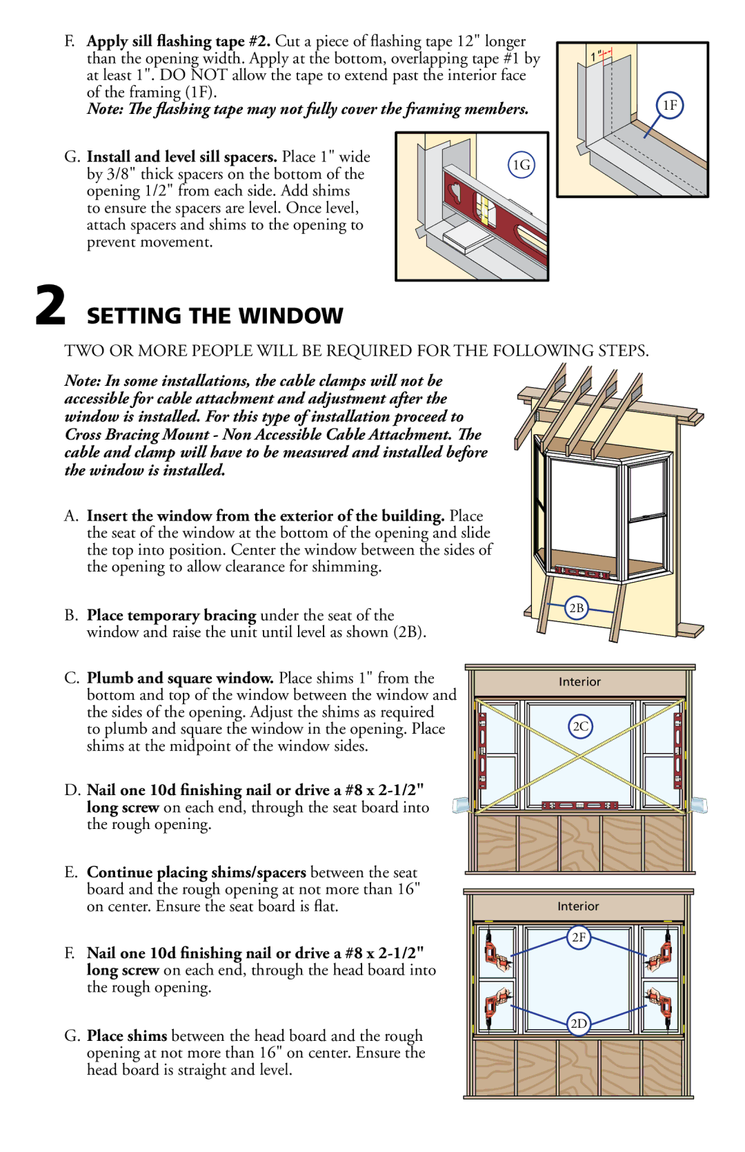 Pella 80AT0102 installation instructions Setting the Window, Nail one 10d finishing nail or drive a #8 x 2-1/2 