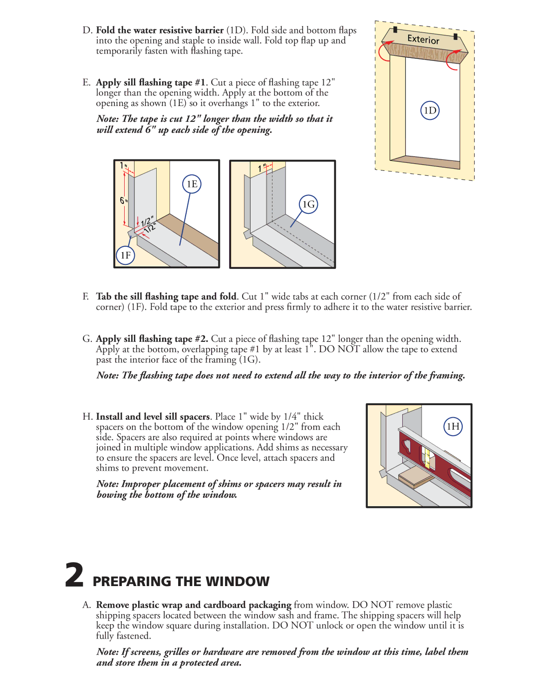 Pella 80GY0102 warranty Preparing the Window 