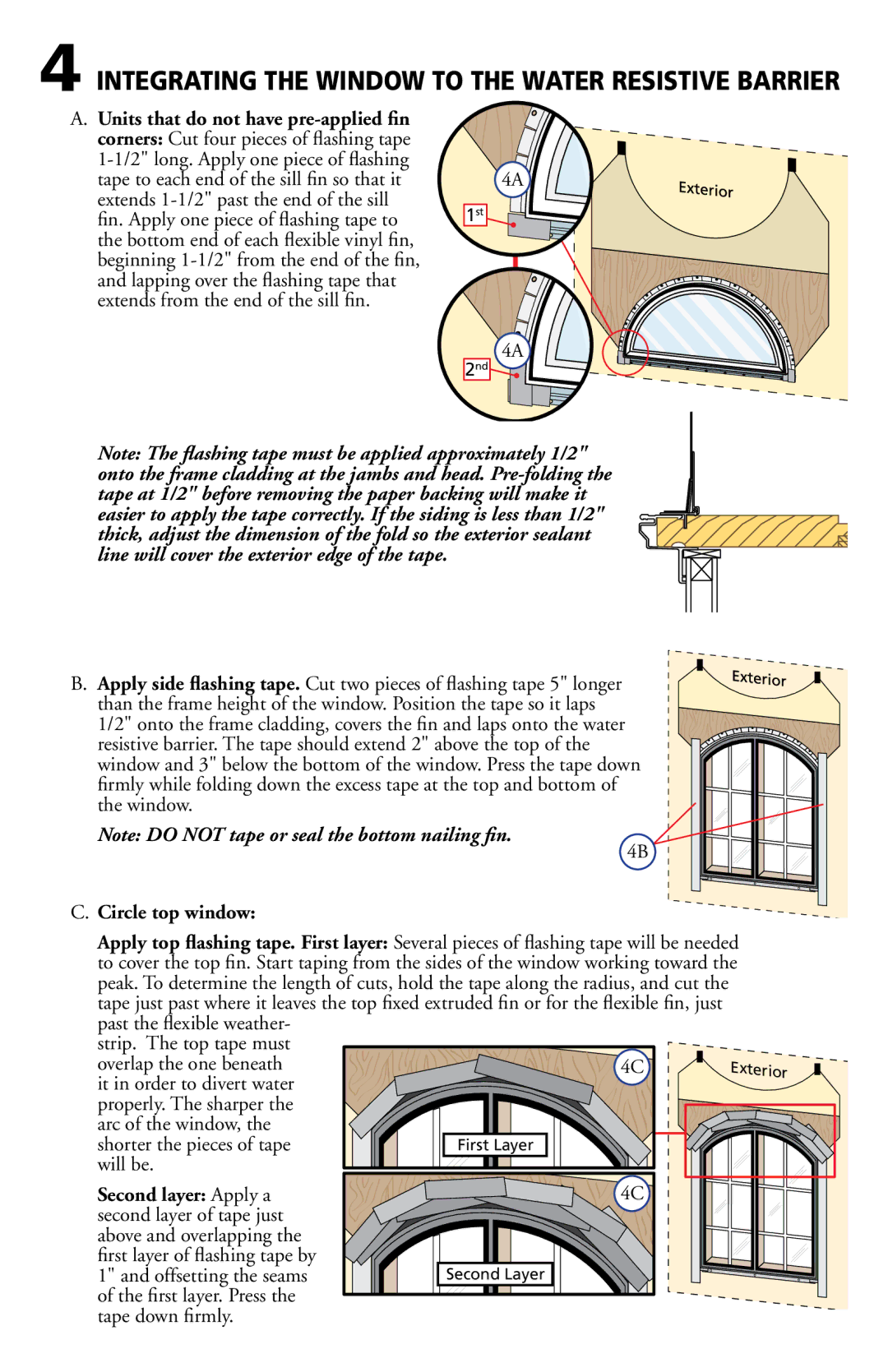 Pella 80GZ0102 installation instructions Circle top window, Second layer Apply a 