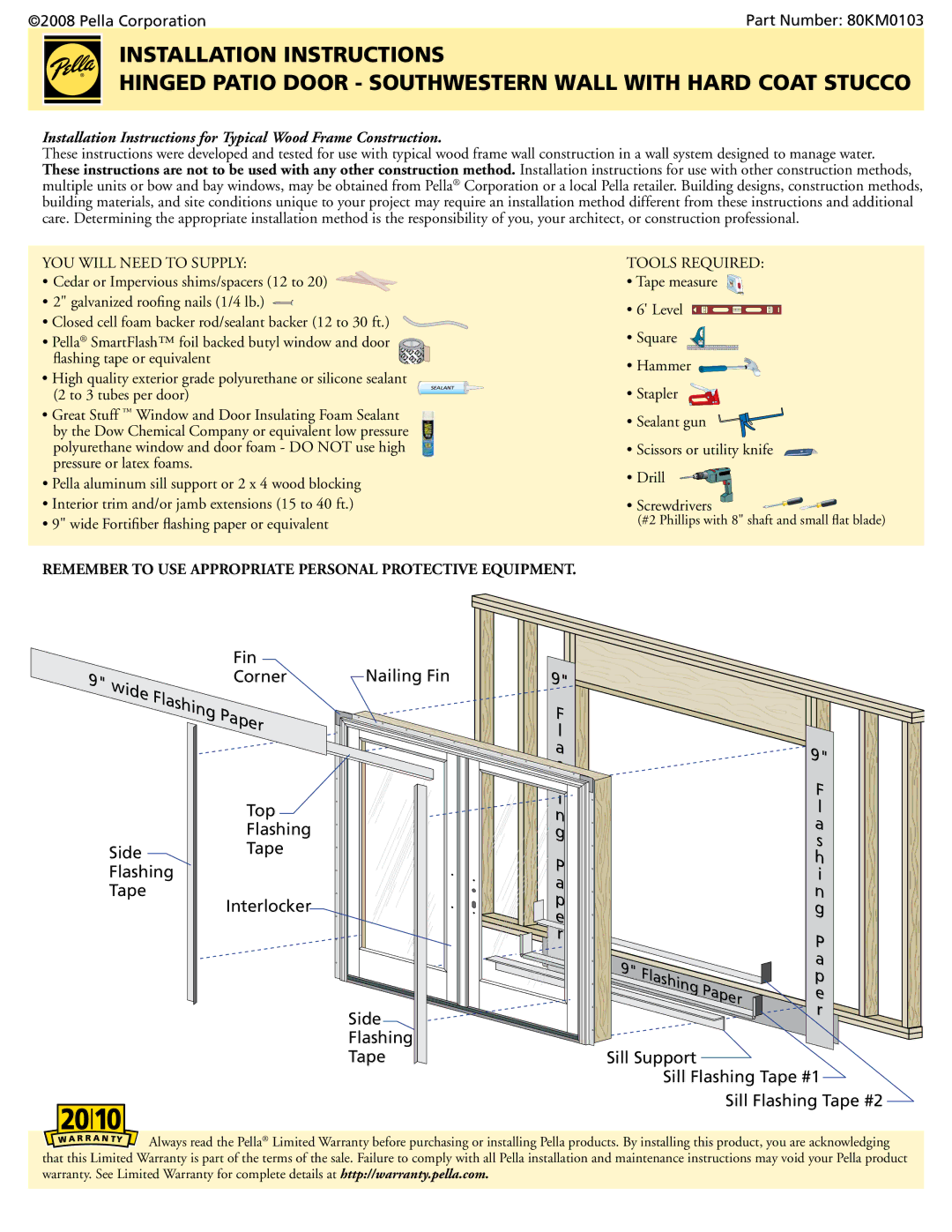 Pella 80KM0103 installation instructions YOU will Need to Supply, Pressureeor Latex FOAMS 