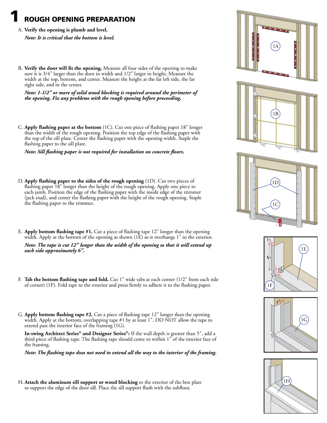 Pella 80KM0103 installation instructions Rough Opening Preparation, Framing 