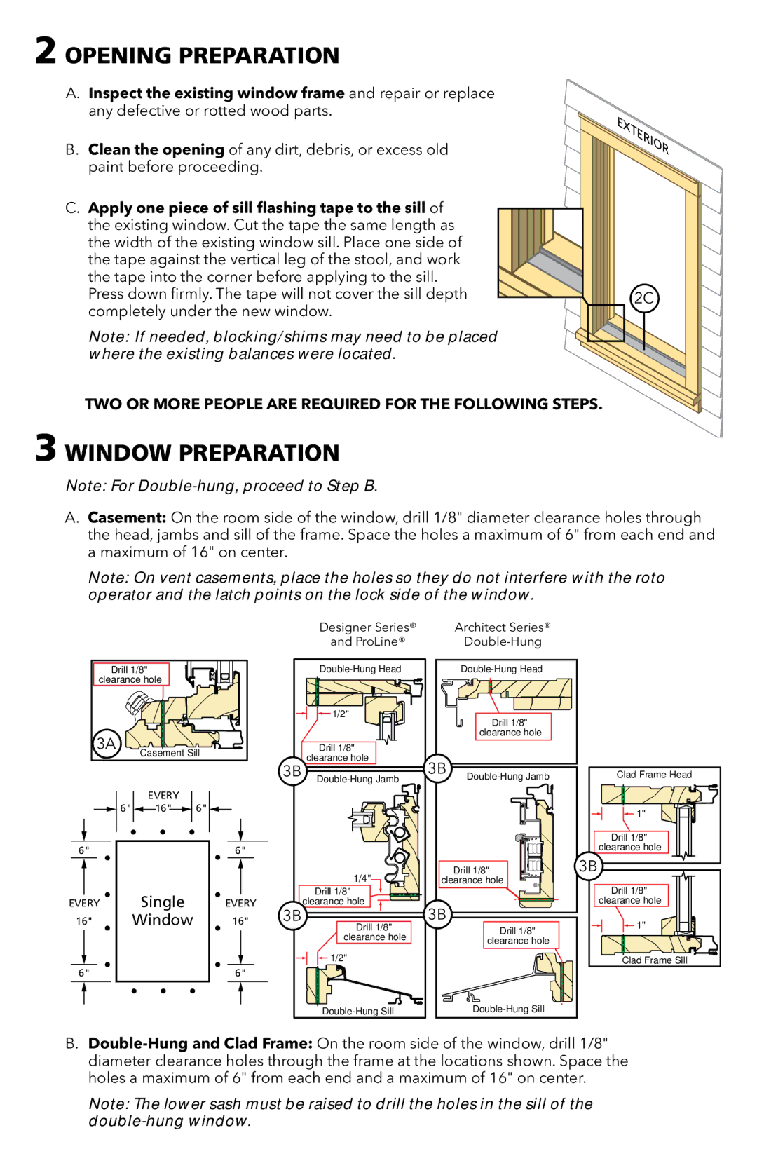 Pella 80WX0101 Opening Preparation, Window Preparation, Inspect the existing window frame and repair or replace, 3BD 