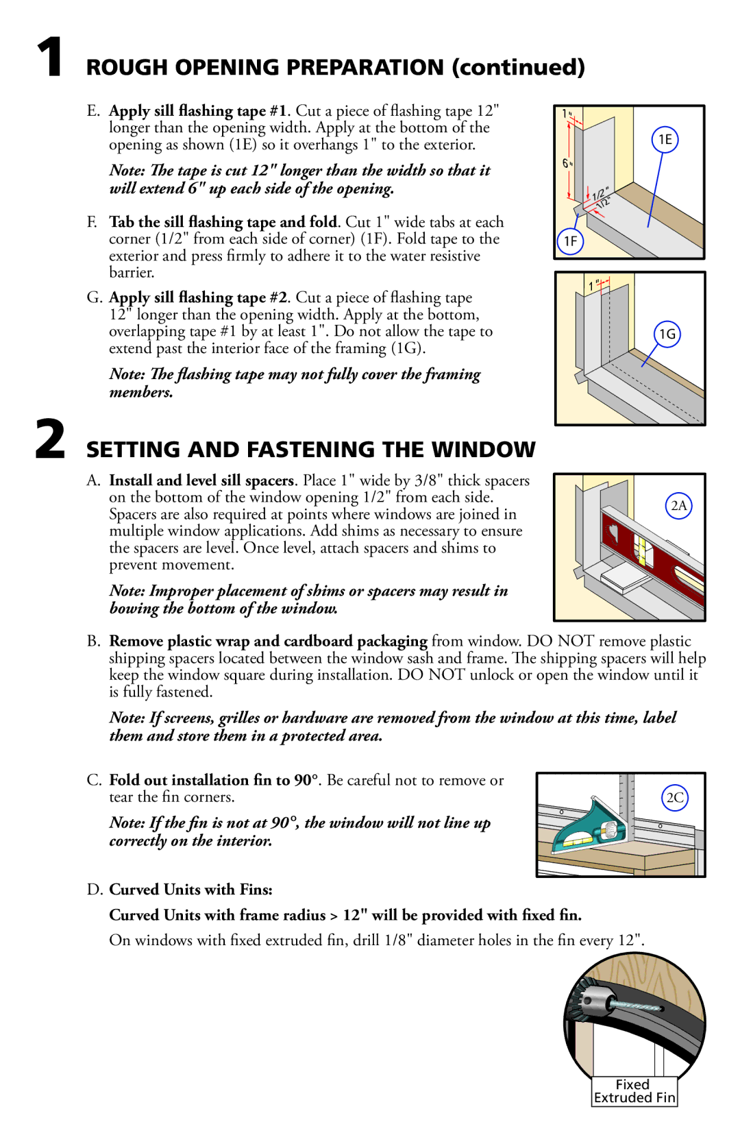 Pella 812W0100 installation instructions Rough Opening Preparation, Setting and Fastening the Window 