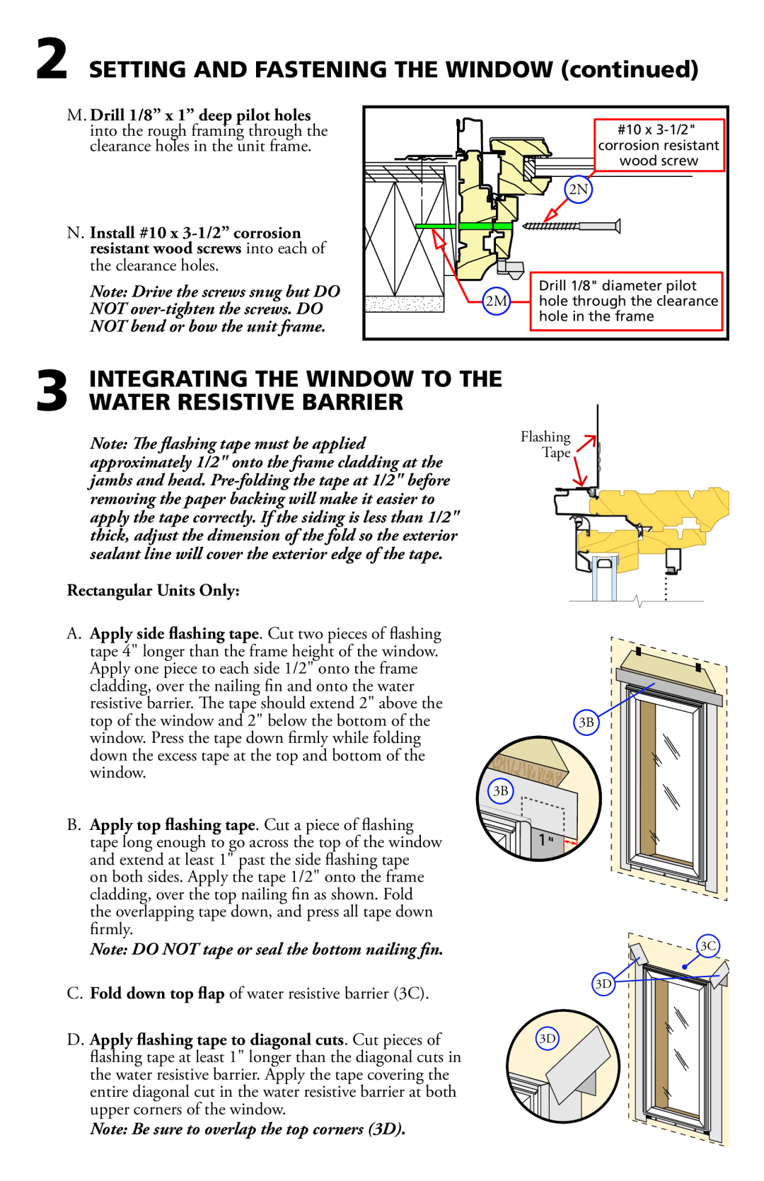 Pella 812W0100 installation instructions Integrating The Window To The Water Resistive Barrier, Rectangular Units Only 