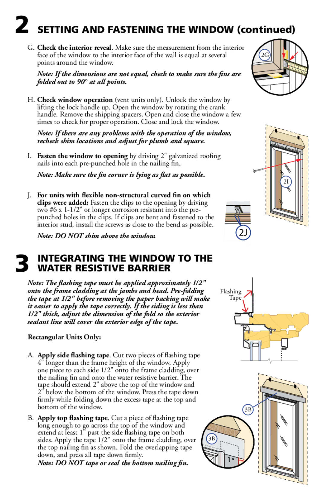 Pella 812WO100 installation instructions Integrating the Window to the Water Resistive Barrier, Rectangular Units Only 