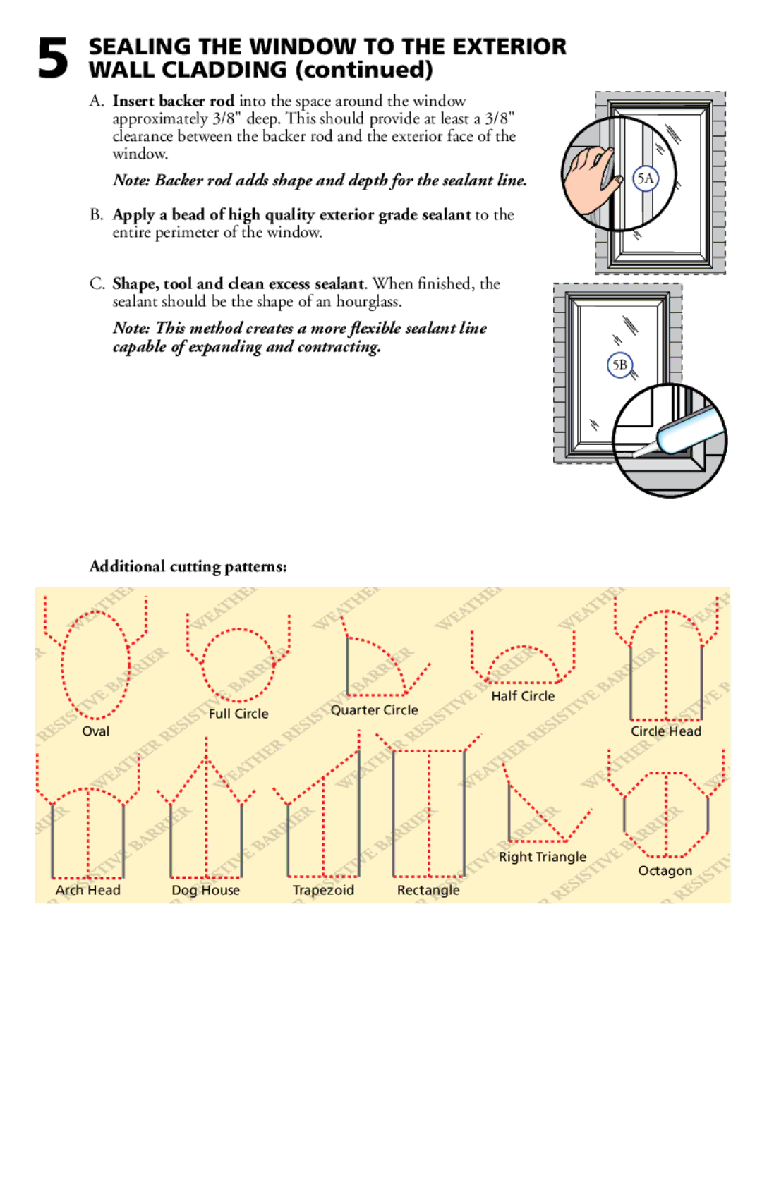 Pella 812WO100 installation instructions Sealing the Window to the Exterior Wall Cladding 