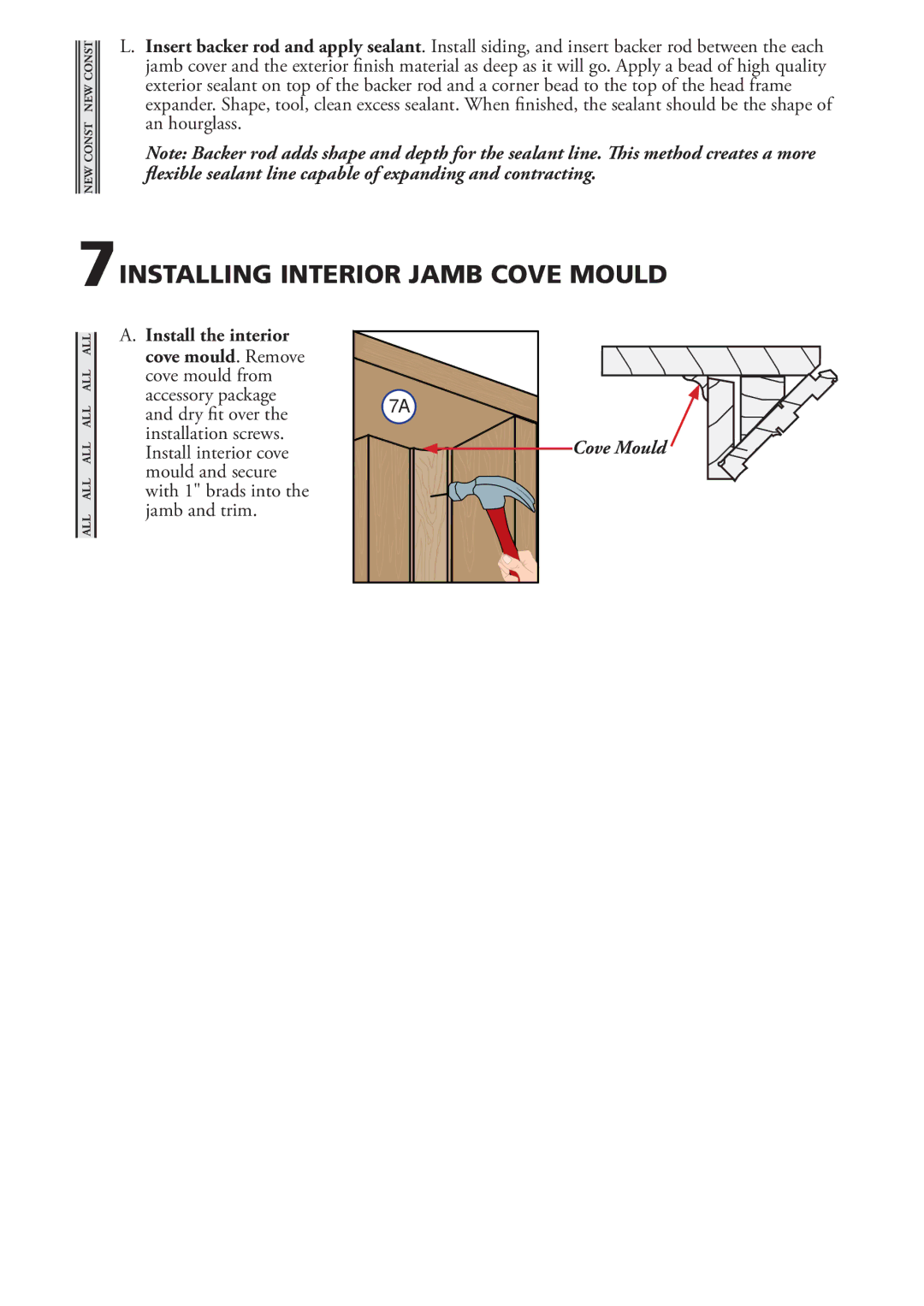 Pella 81470102 installation instructions 7INSTALLING Interior Jamb Cove Mould 