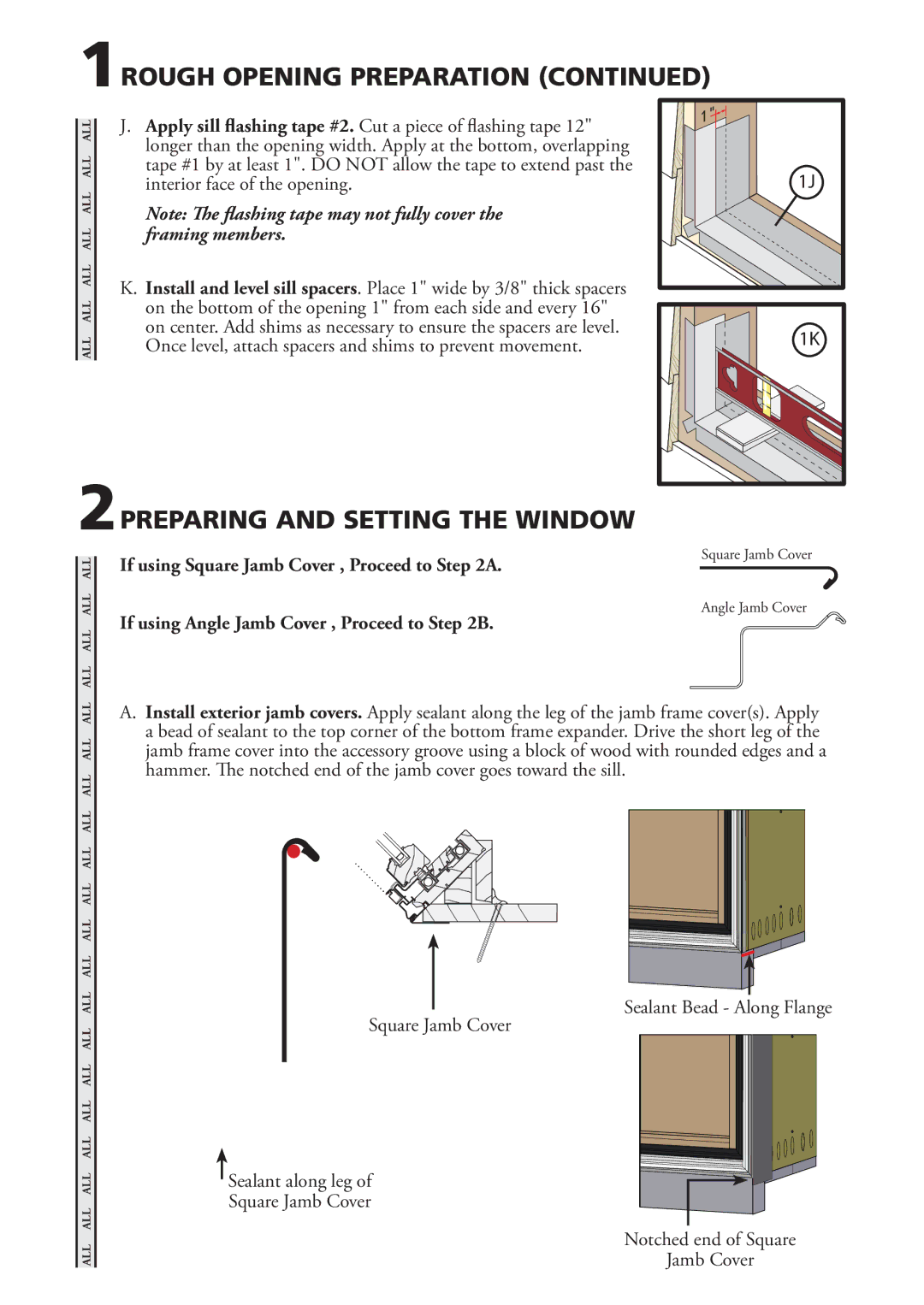 Pella 81470102 installation instructions 2PREPARING and Setting the Window 