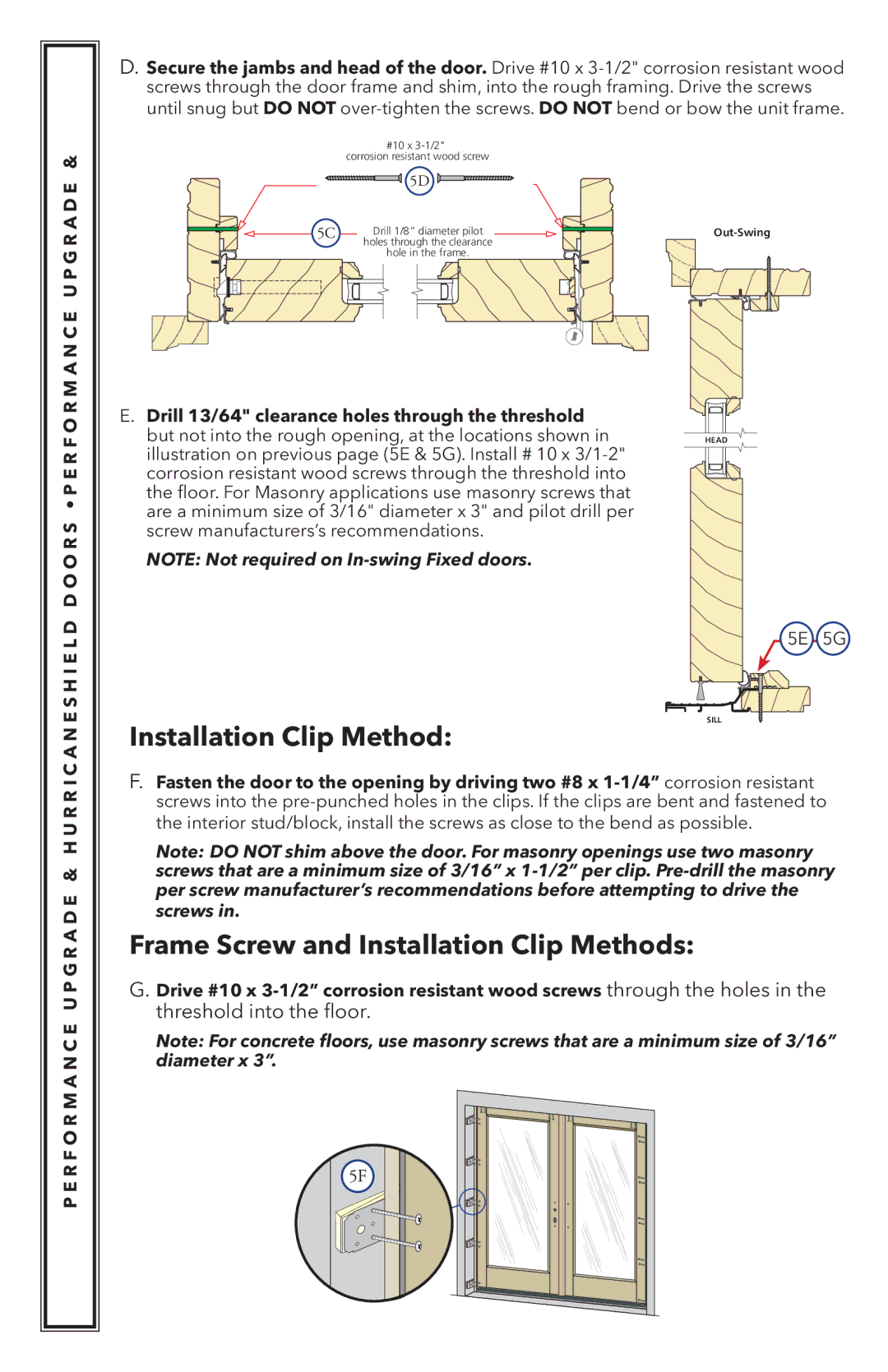 Pella 818K0100 installation instructions Frame Screw and Installation Clip Methods 