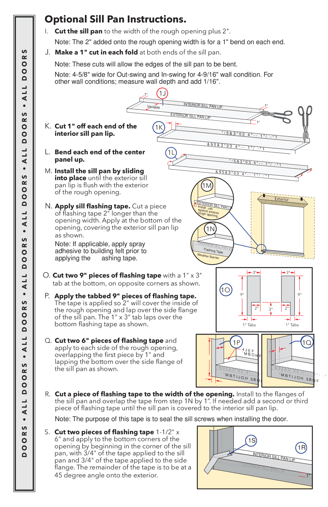 Pella 818K0100 installation instructions Optional Sill Pan Instructions, O O R S 