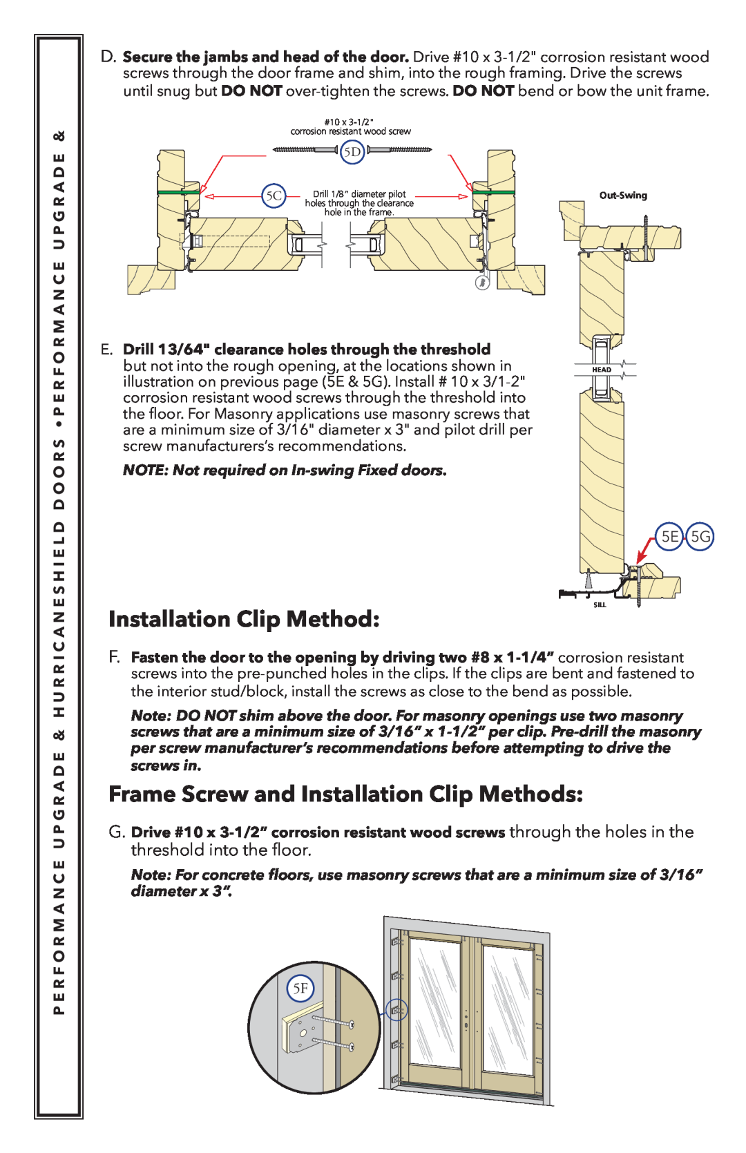 Pella 818K0100 installation instructions Frame Screw and Installation Clip Methods 