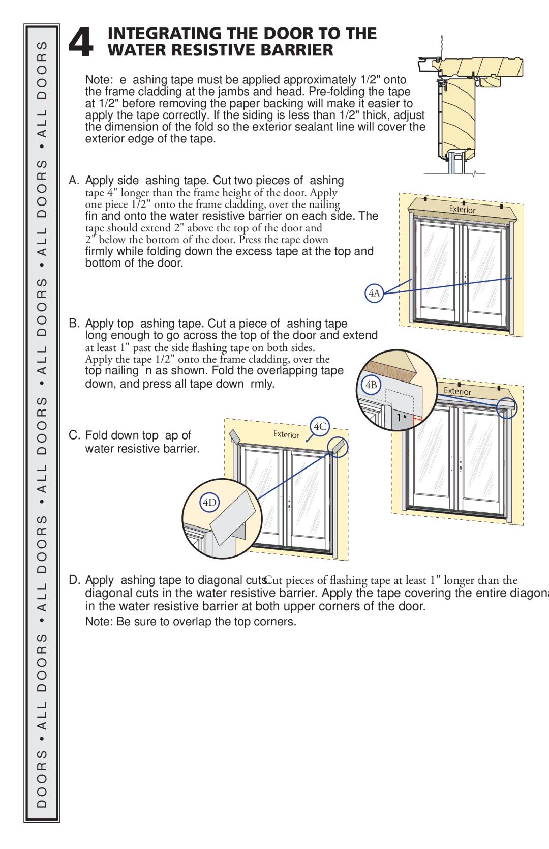 Pella 818L0100 Integrating the Door to the Water Resistive Barrier, O O R S a L L D O O R S a L L D O O R 