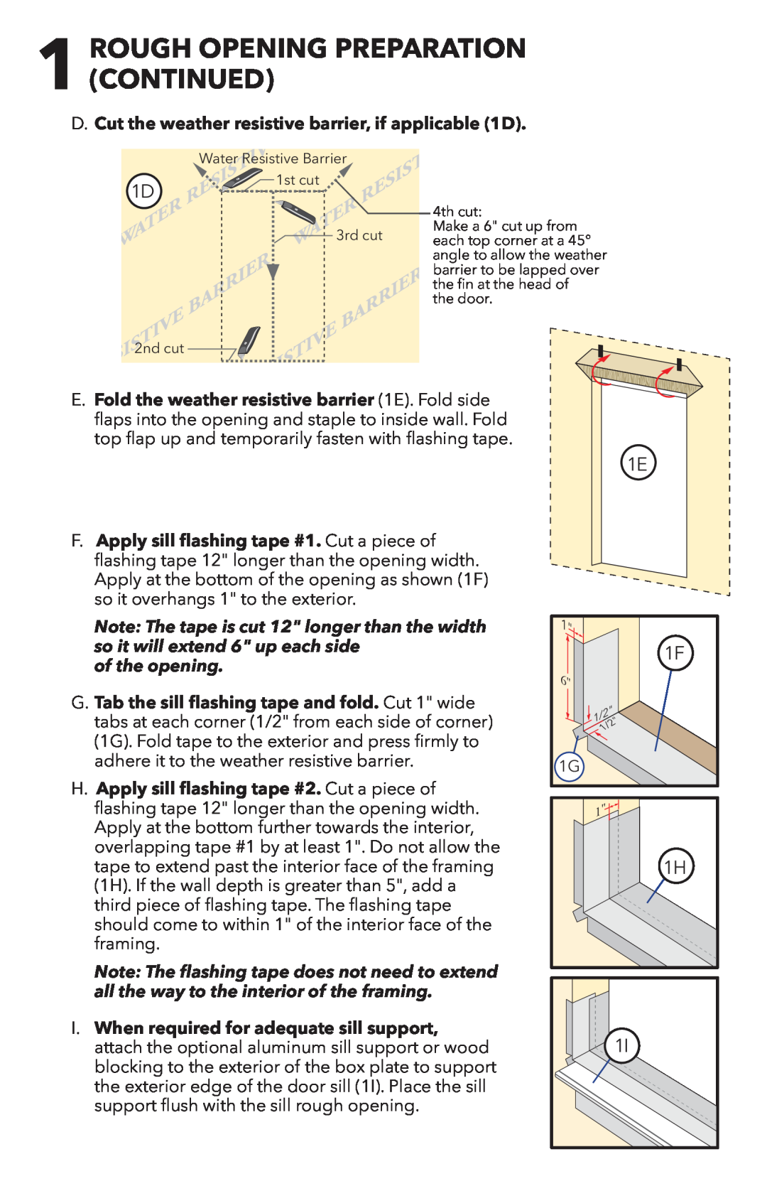 Pella 818T0101 installation instructions Rough Opening Preparation Continued 
