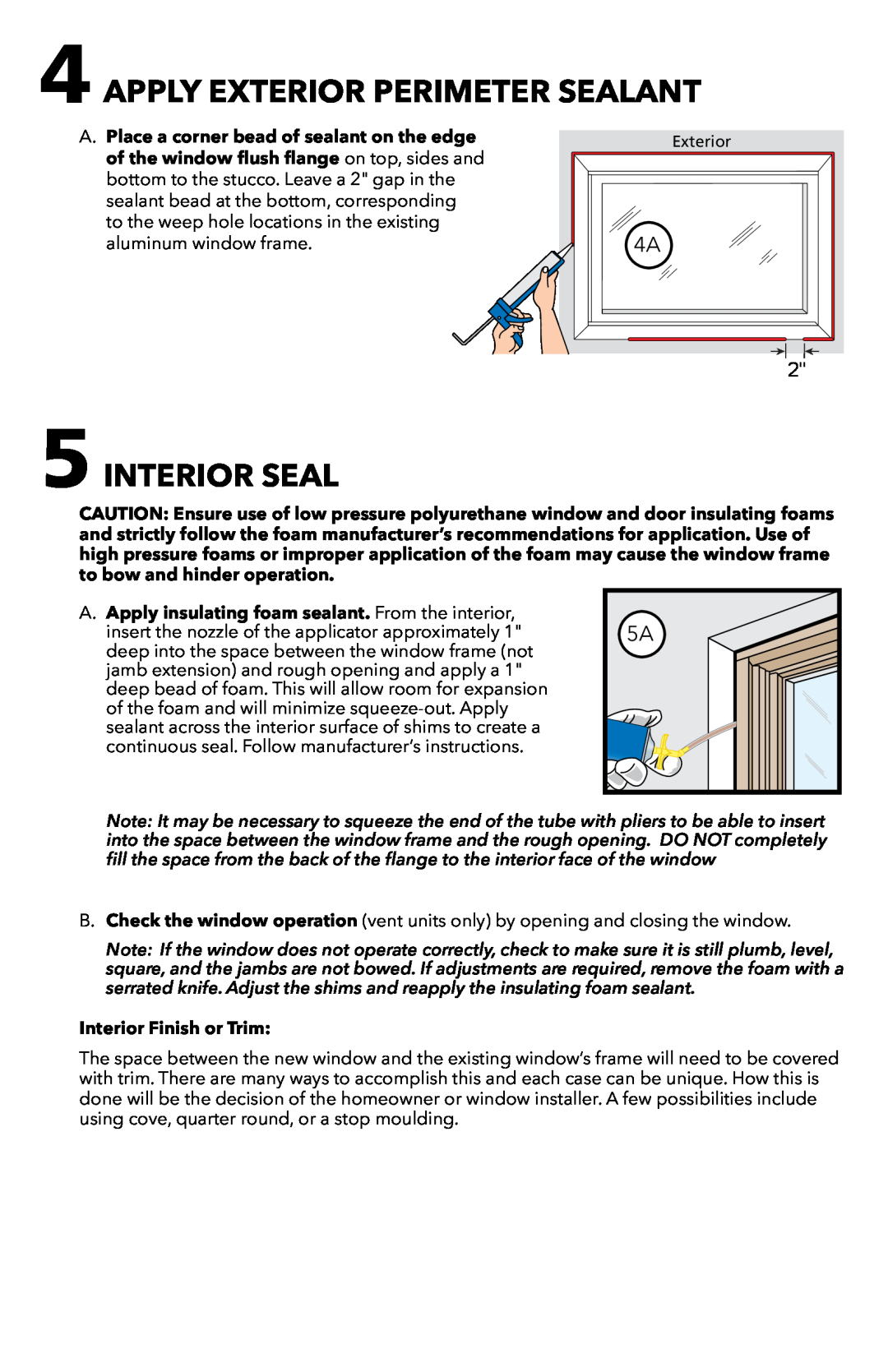 Pella 81CP0101 installation instructions Apply exterior perimeter sealant, Interior seal 