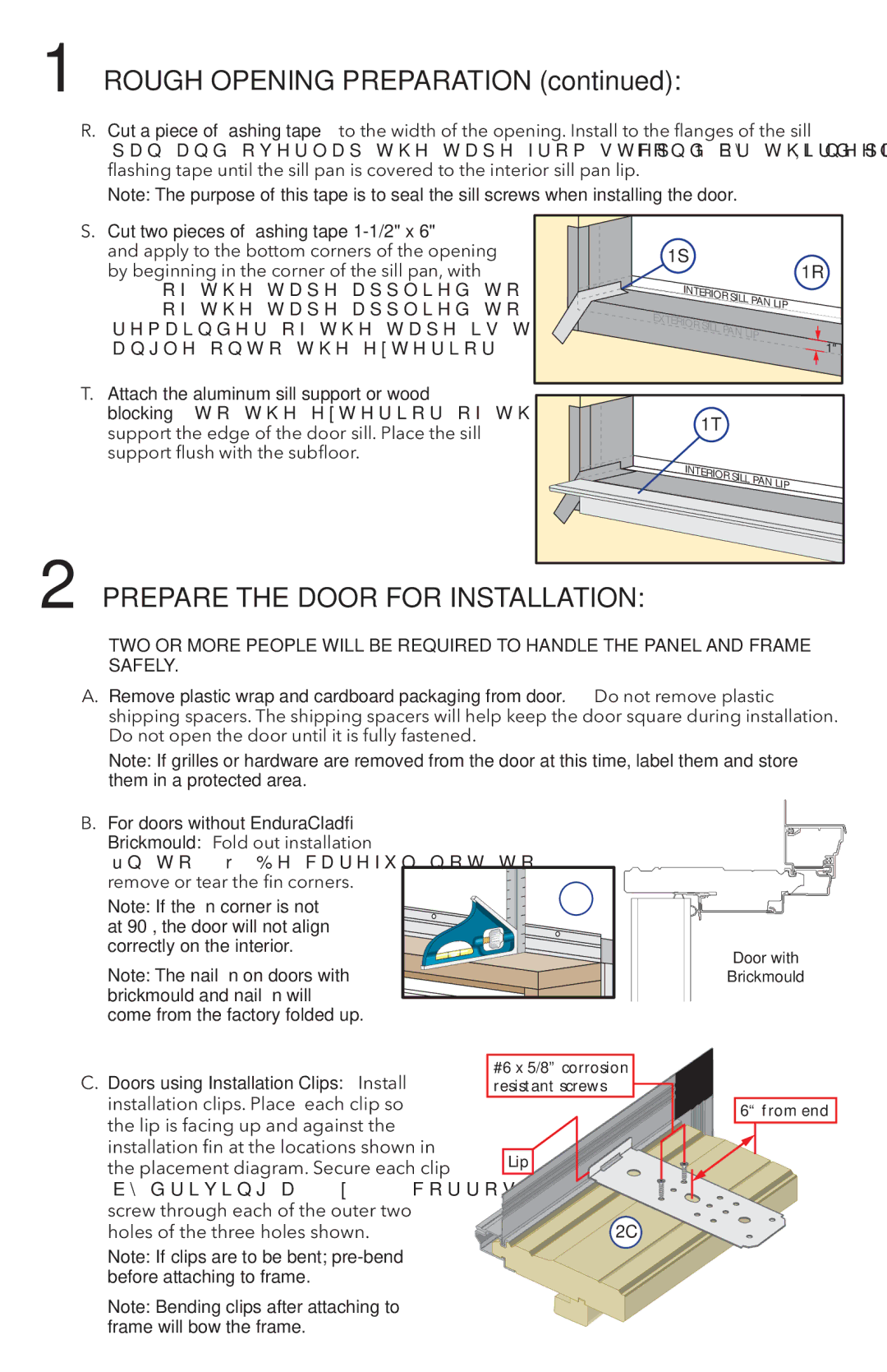 Pella 81DU0100 Prepare the Door for Installation, RIWKHWDSHDSSOLHGWRWKHVLGHŶDQJH7KH 