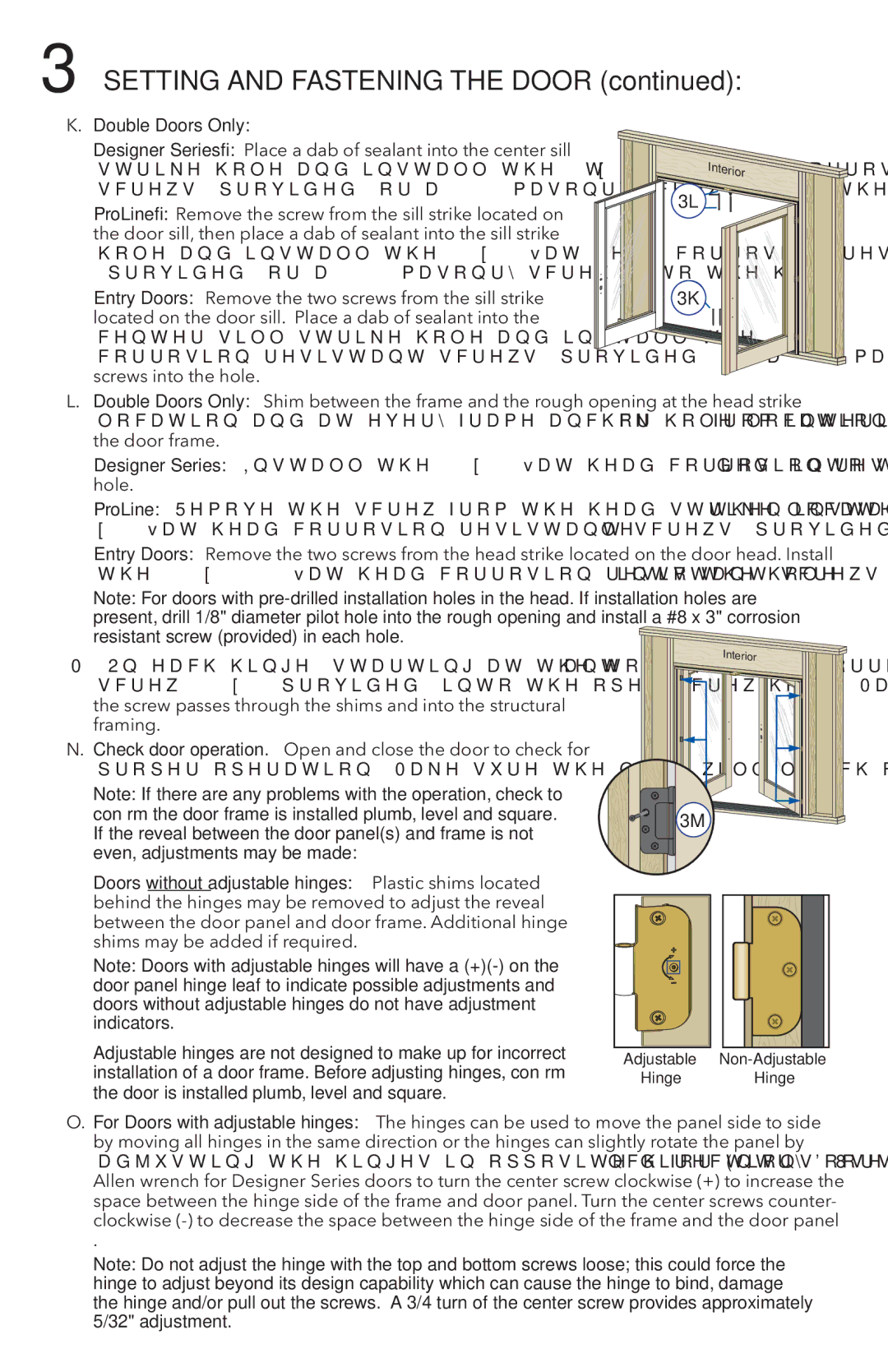 Pella 81DU0100 installation instructions Double Doors Only, Check door operation. Open and close the door to check for 