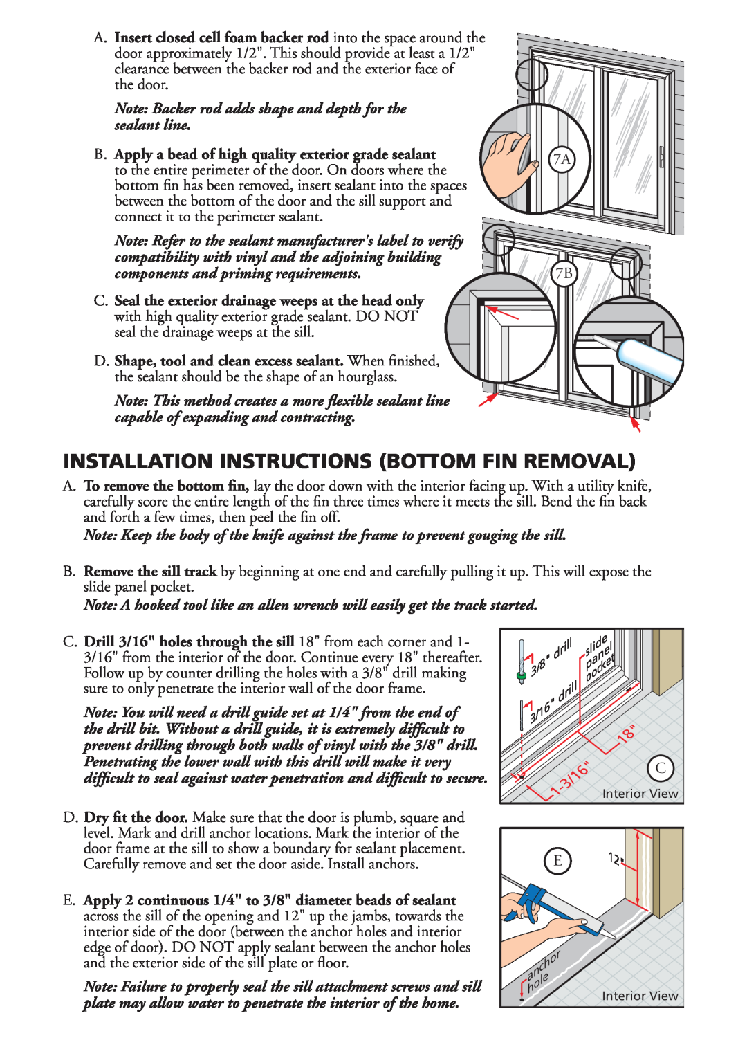 Pella V981553 installation instructions Installation Instructions Bottom Fin Removal, Ç Ç 