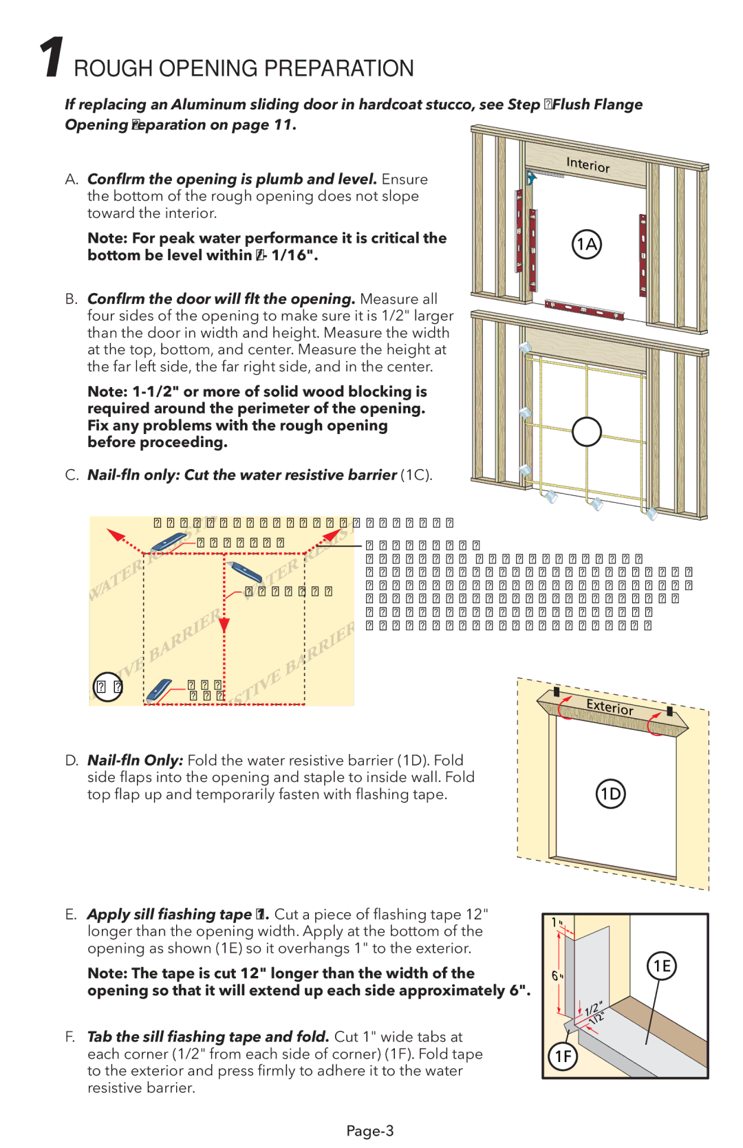 Pella V983492 installation instructions 1ROUGH Opening Preparation, Interior 