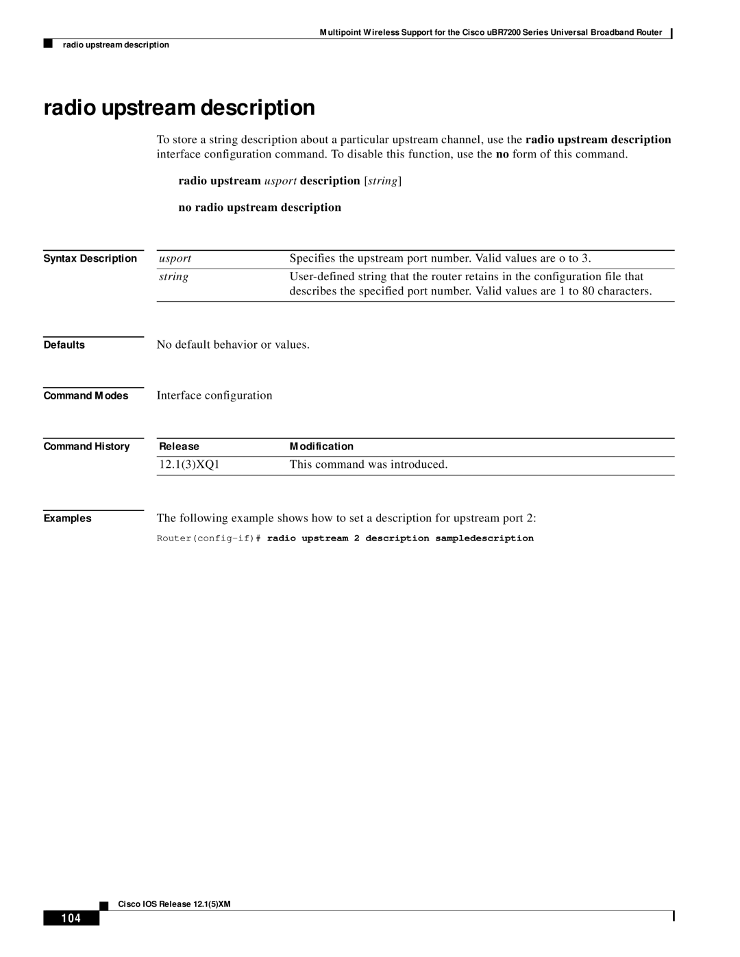 Pengo Computer Accessories UBR7200 manual Radio upstream description, 104 