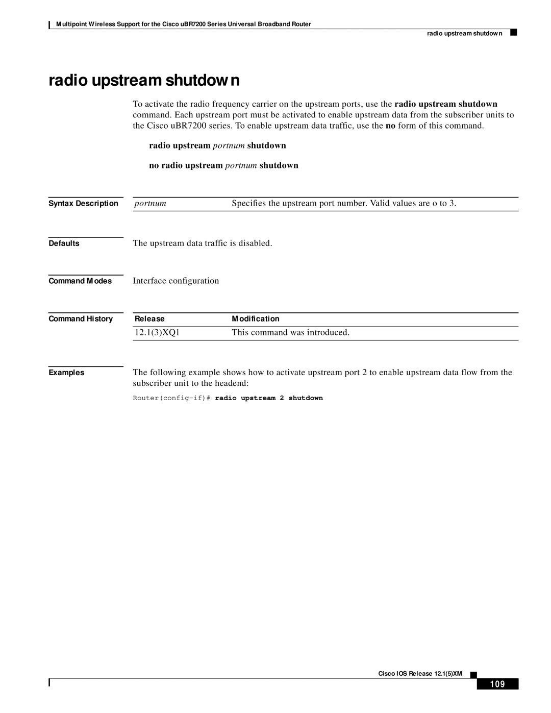 Pengo Computer Accessories UBR7200 manual Radio upstream shutdown, Subscriber unit to the headend, 109 