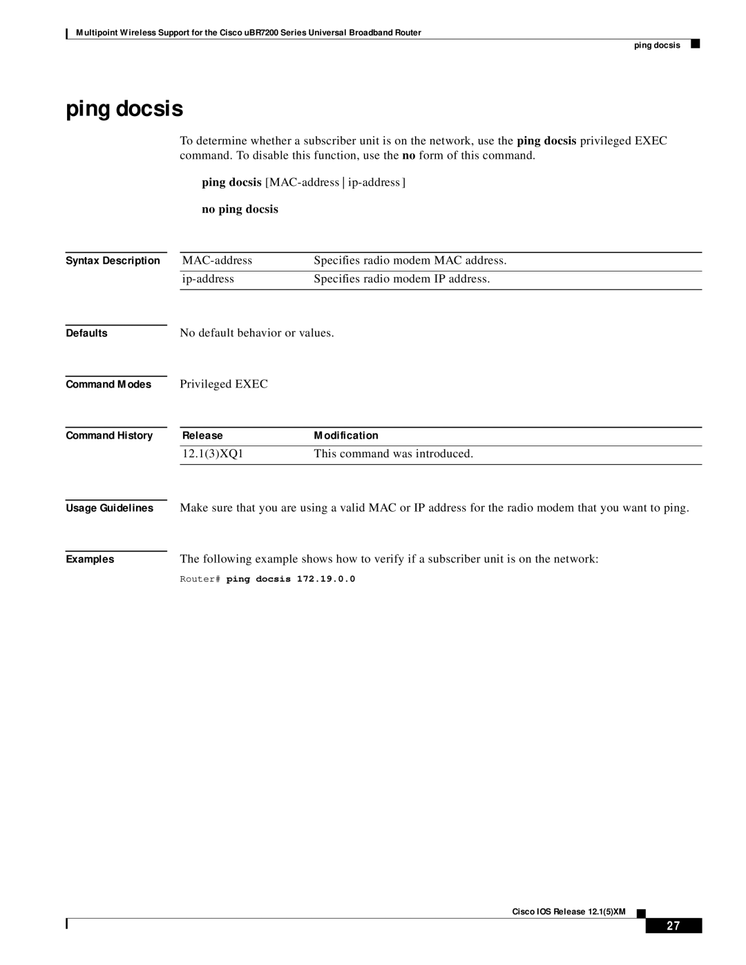 Pengo Computer Accessories UBR7200 manual Ping docsis, No ping docsis, Router# ping docsis 