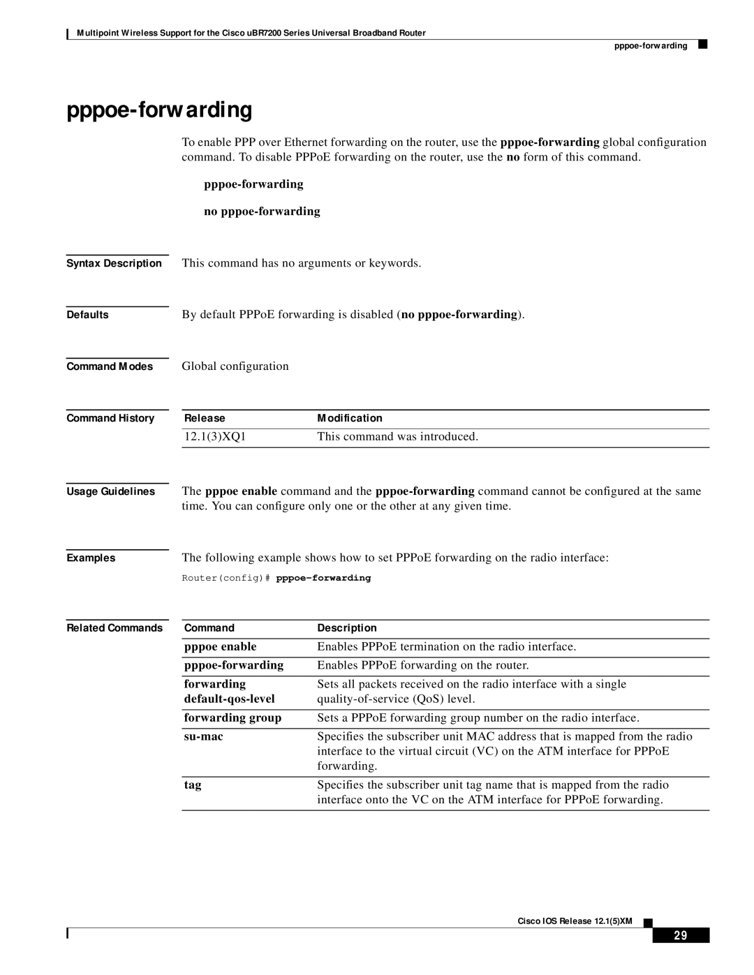 Pengo Computer Accessories UBR7200 manual Pppoe-forwarding, Usage Guidelines Examples Related Commands 