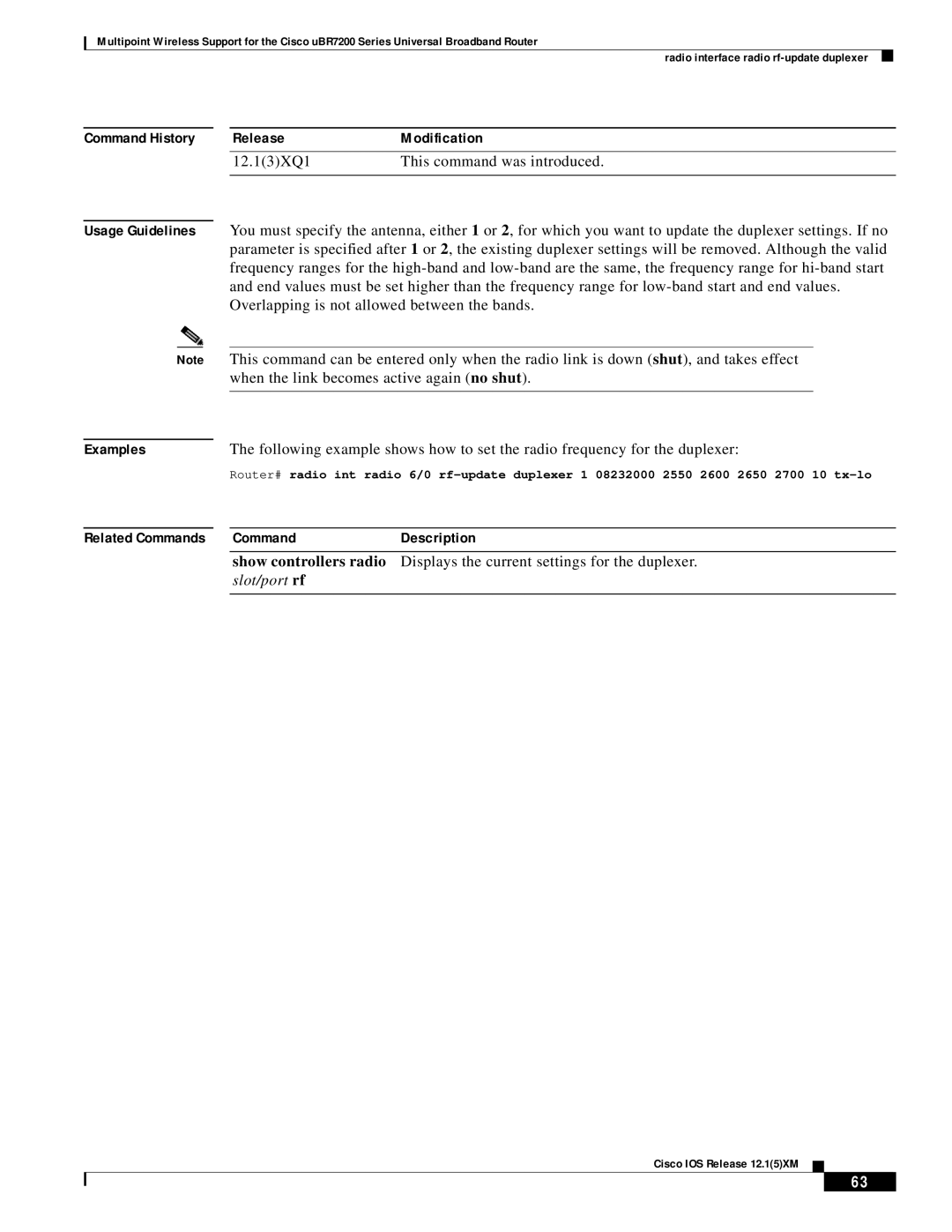 Pengo Computer Accessories UBR7200 manual Command History Release Modification, 12.13XQ1 This command was introduced 